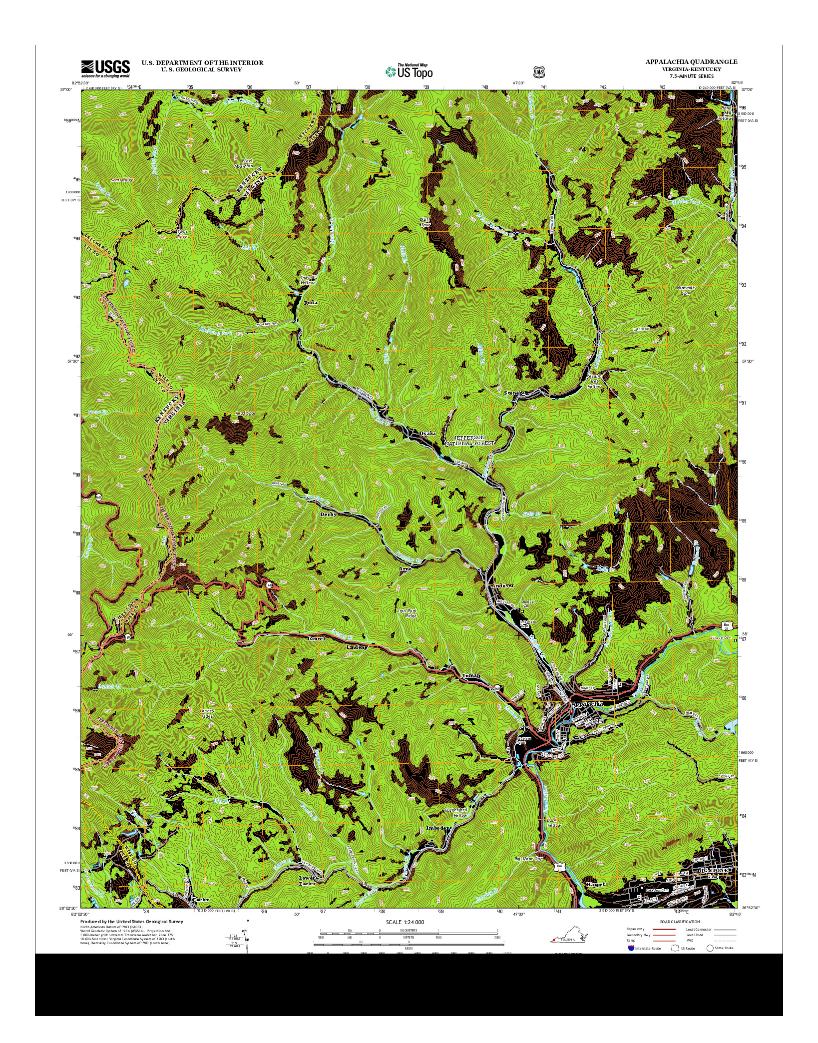 USGS US TOPO 7.5-MINUTE MAP FOR APPALACHIA, VA-KY 2013