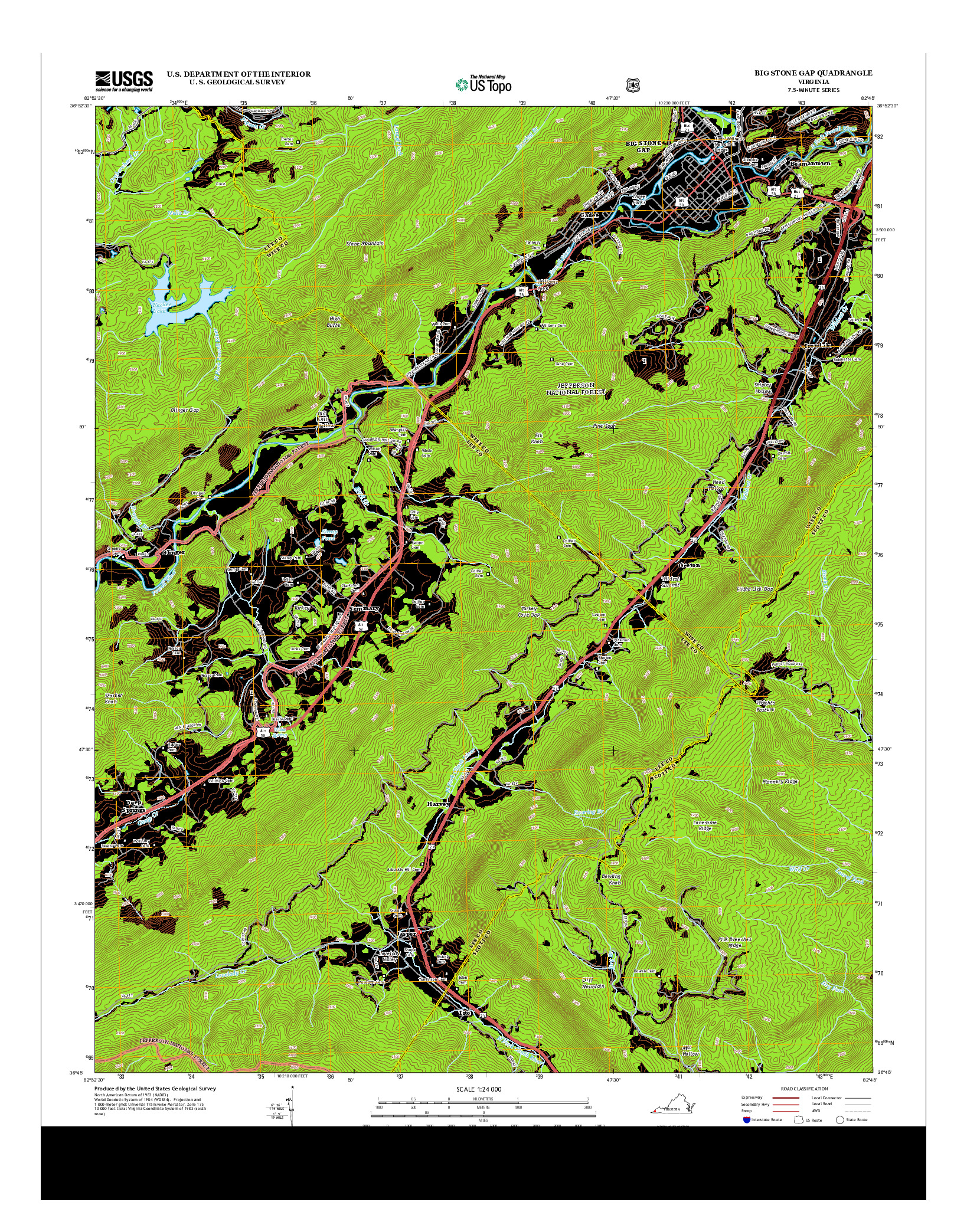 USGS US TOPO 7.5-MINUTE MAP FOR BIG STONE GAP, VA 2013