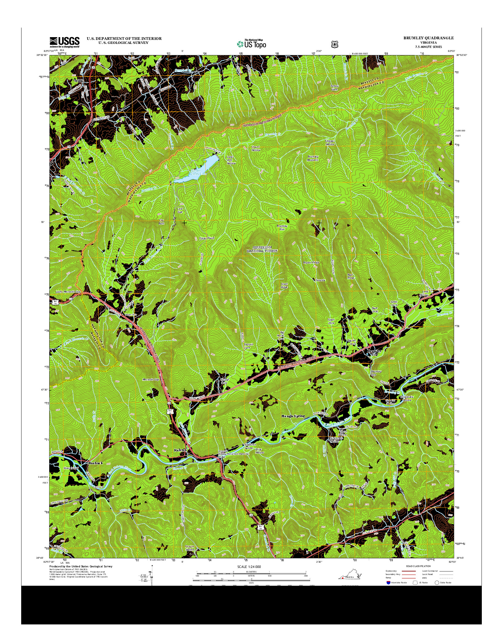 USGS US TOPO 7.5-MINUTE MAP FOR BRUMLEY, VA 2013