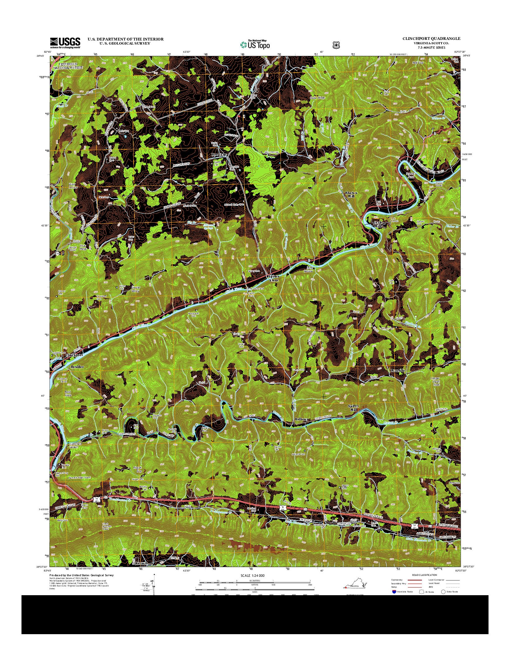 USGS US TOPO 7.5-MINUTE MAP FOR CLINCHPORT, VA 2013