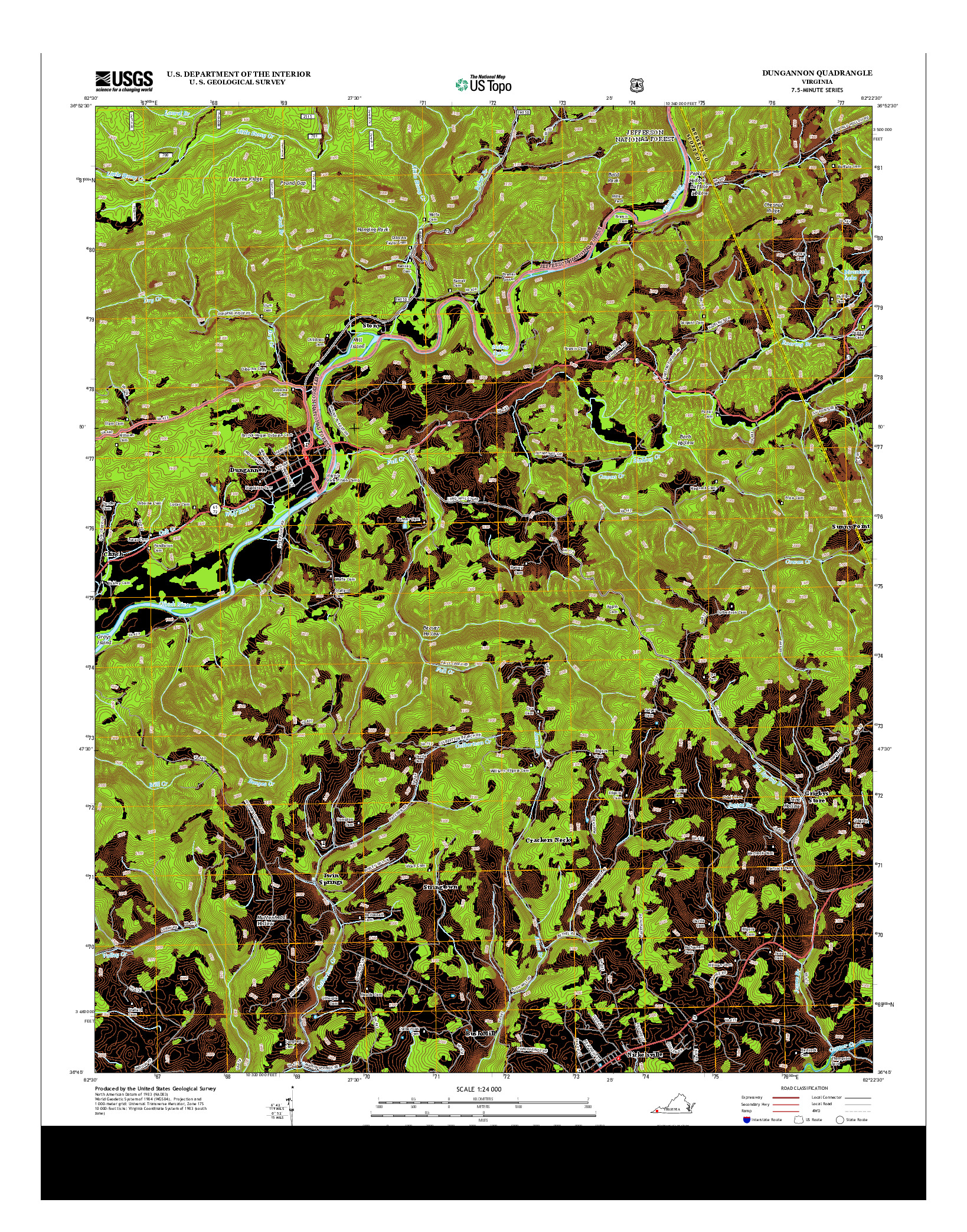 USGS US TOPO 7.5-MINUTE MAP FOR DUNGANNON, VA 2013