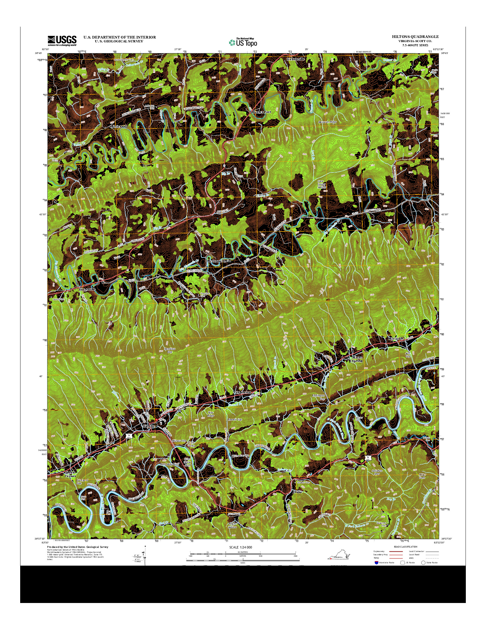 USGS US TOPO 7.5-MINUTE MAP FOR HILTONS, VA 2013