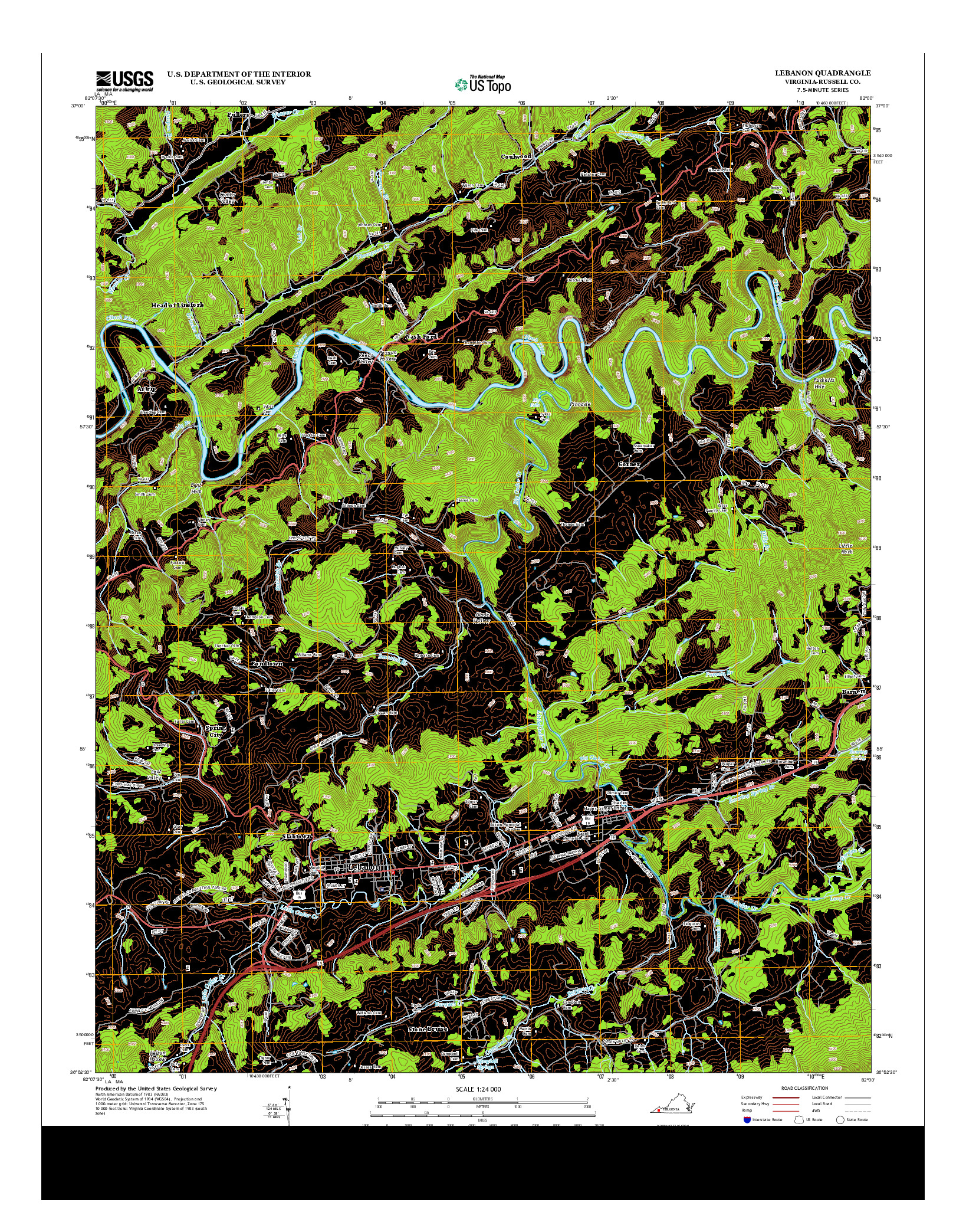 USGS US TOPO 7.5-MINUTE MAP FOR LEBANON, VA 2013