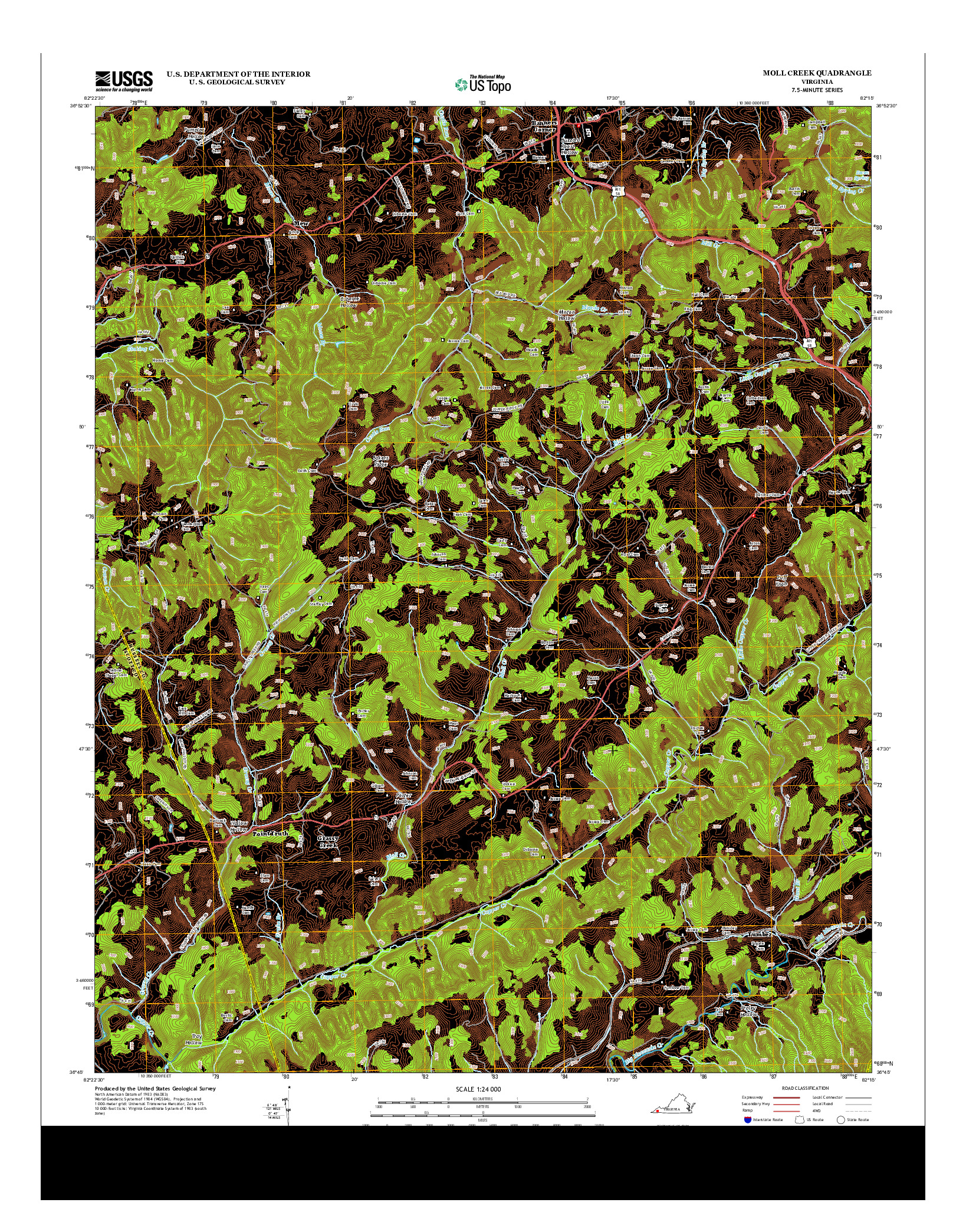 USGS US TOPO 7.5-MINUTE MAP FOR MOLL CREEK, VA 2013