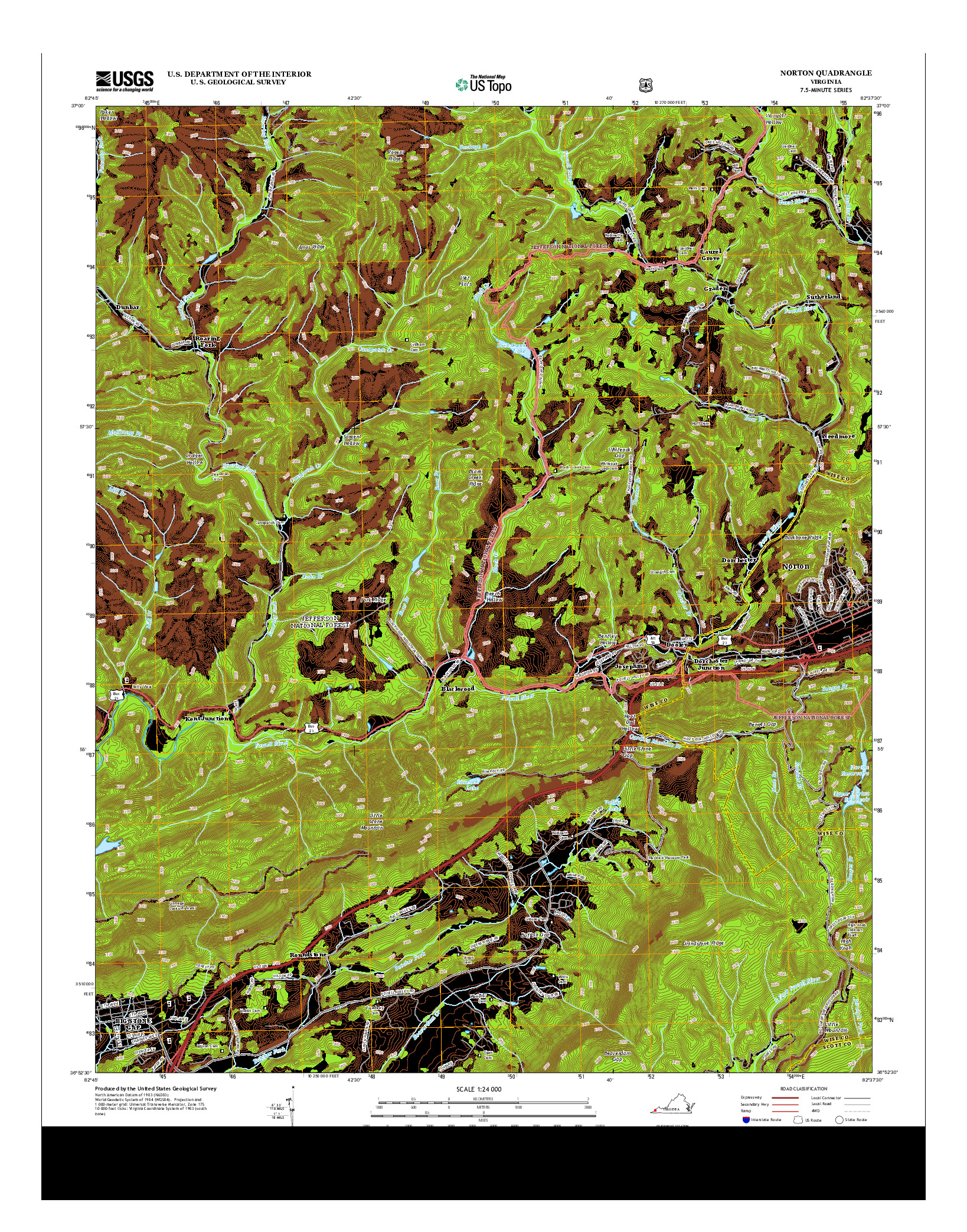 USGS US TOPO 7.5-MINUTE MAP FOR NORTON, VA 2013