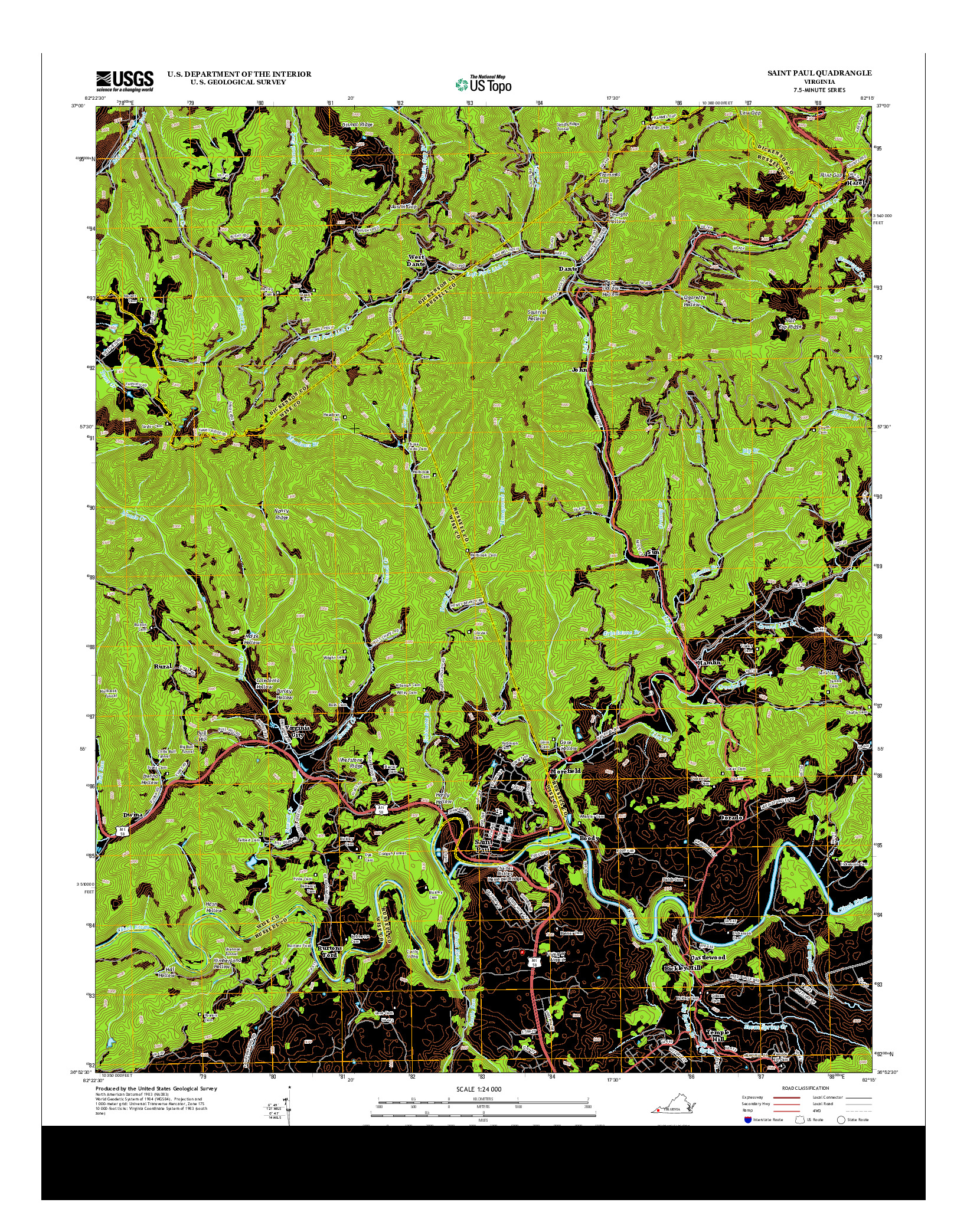 USGS US TOPO 7.5-MINUTE MAP FOR SAINT PAUL, VA 2013