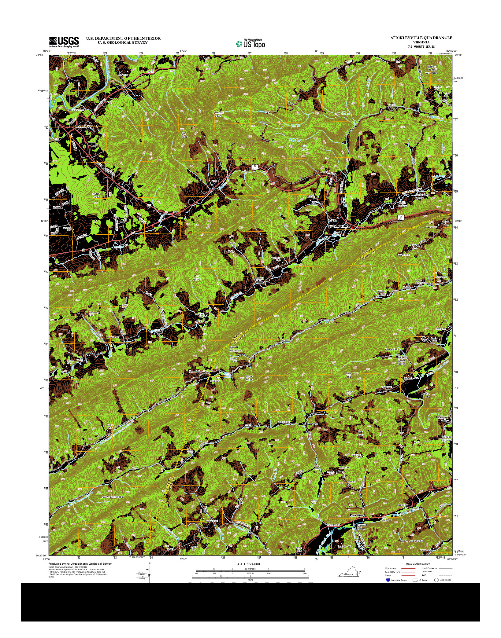 USGS US TOPO 7.5-MINUTE MAP FOR STICKLEYVILLE, VA 2013