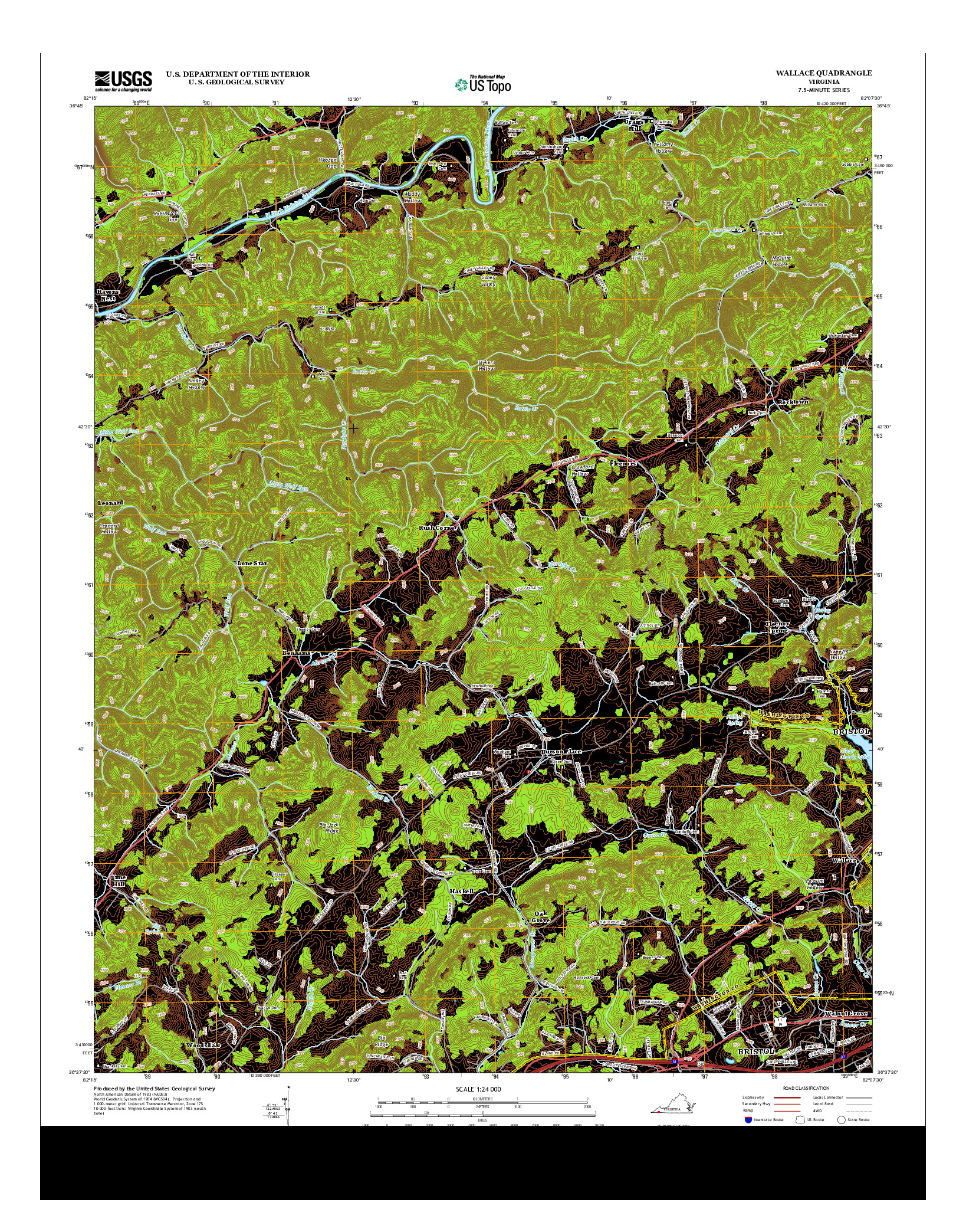 USGS US TOPO 7.5-MINUTE MAP FOR WALLACE, VA 2013