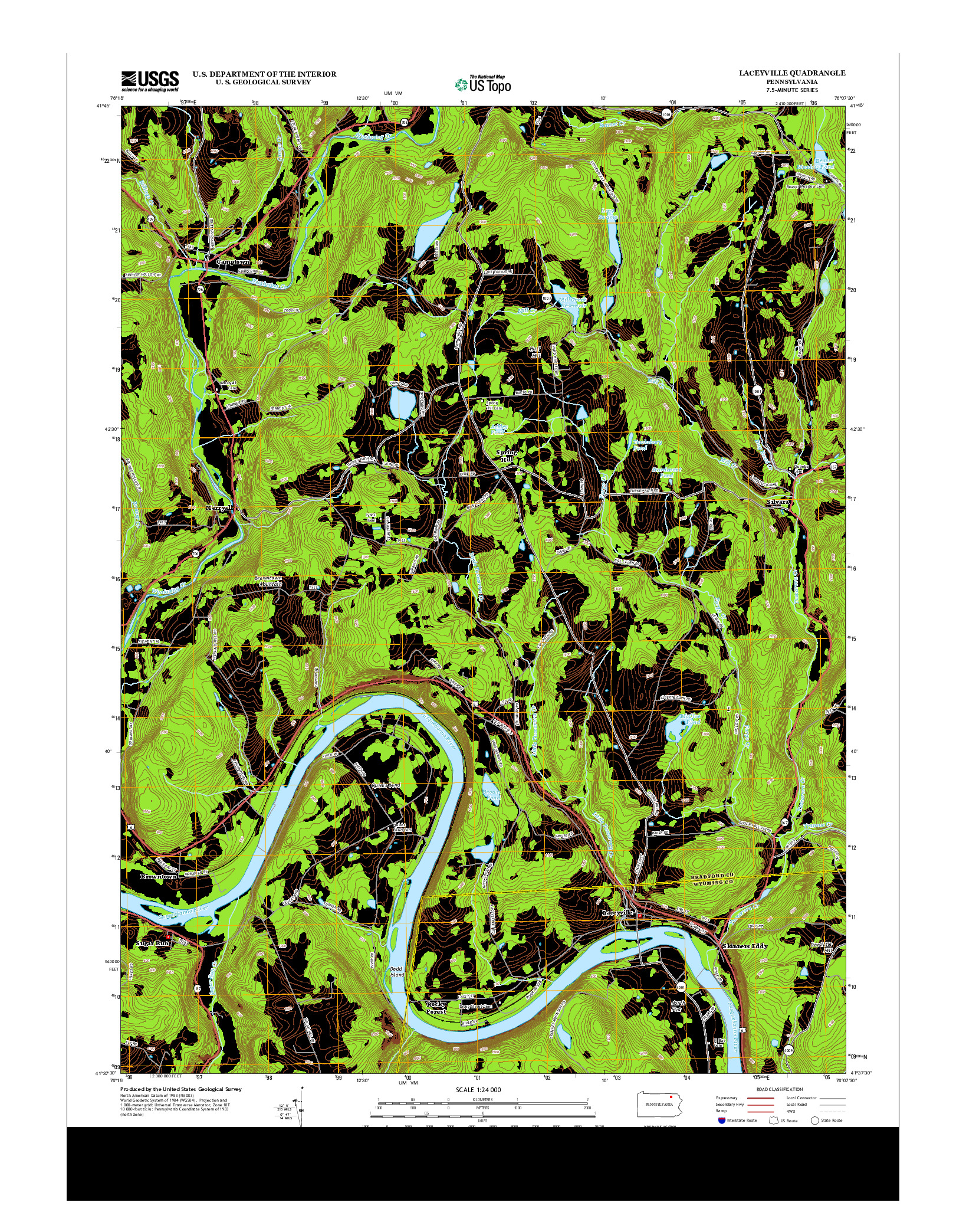 USGS US TOPO 7.5-MINUTE MAP FOR LACEYVILLE, PA 2013