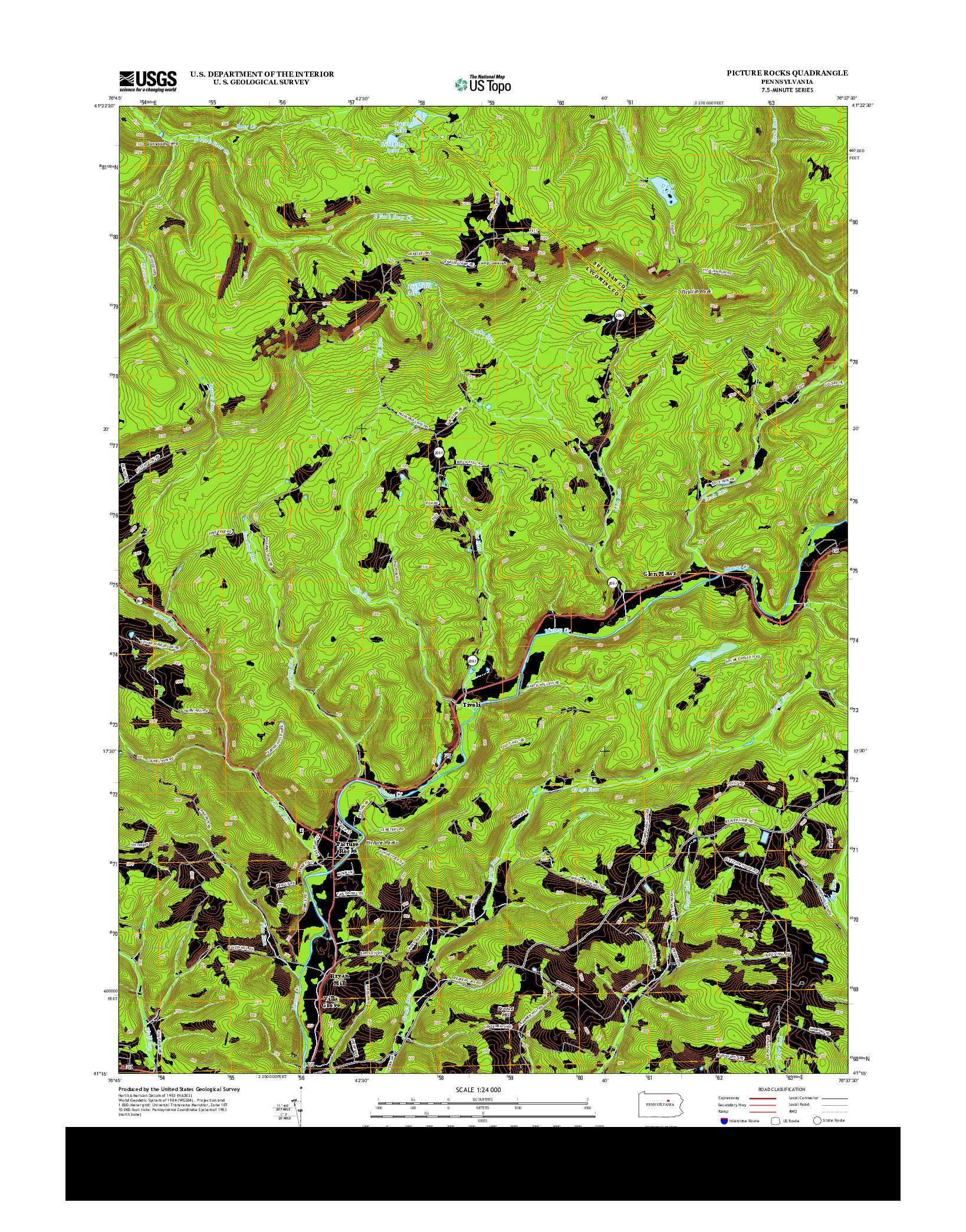 USGS US TOPO 7.5-MINUTE MAP FOR PICTURE ROCKS, PA 2013
