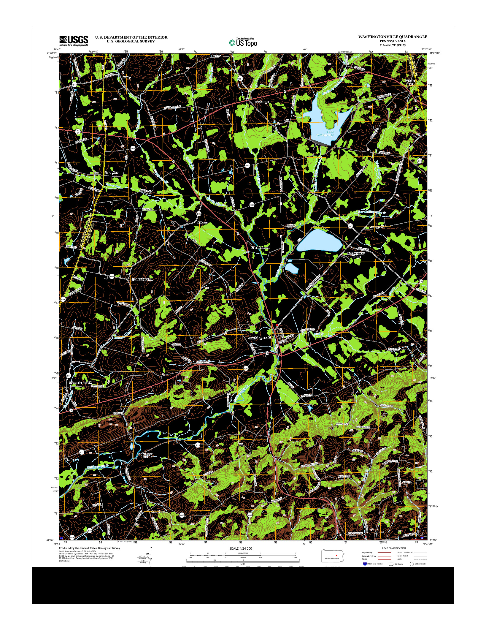 USGS US TOPO 7.5-MINUTE MAP FOR WASHINGTONVILLE, PA 2013