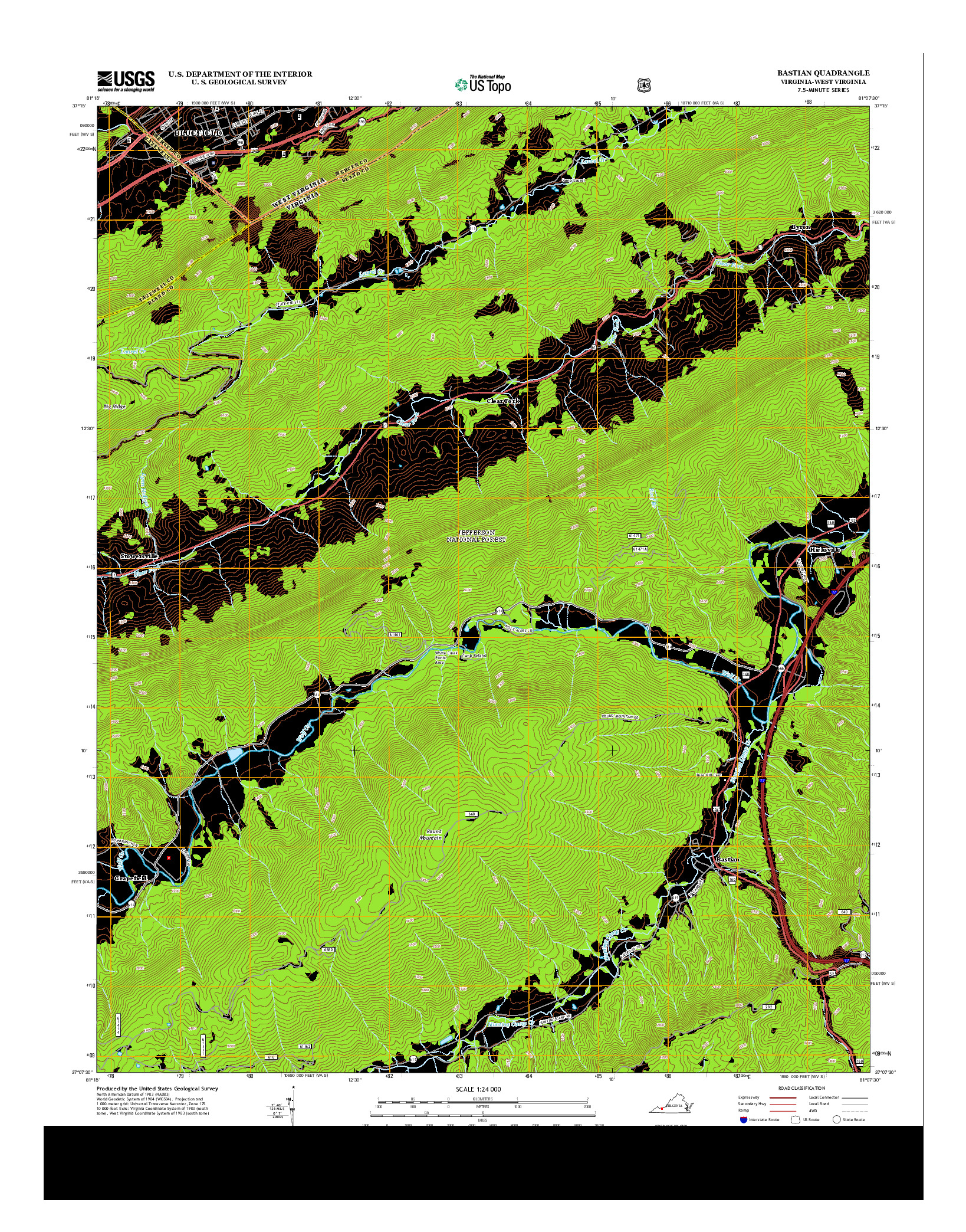 USGS US TOPO 7.5-MINUTE MAP FOR BASTIAN, VA-WV 2013