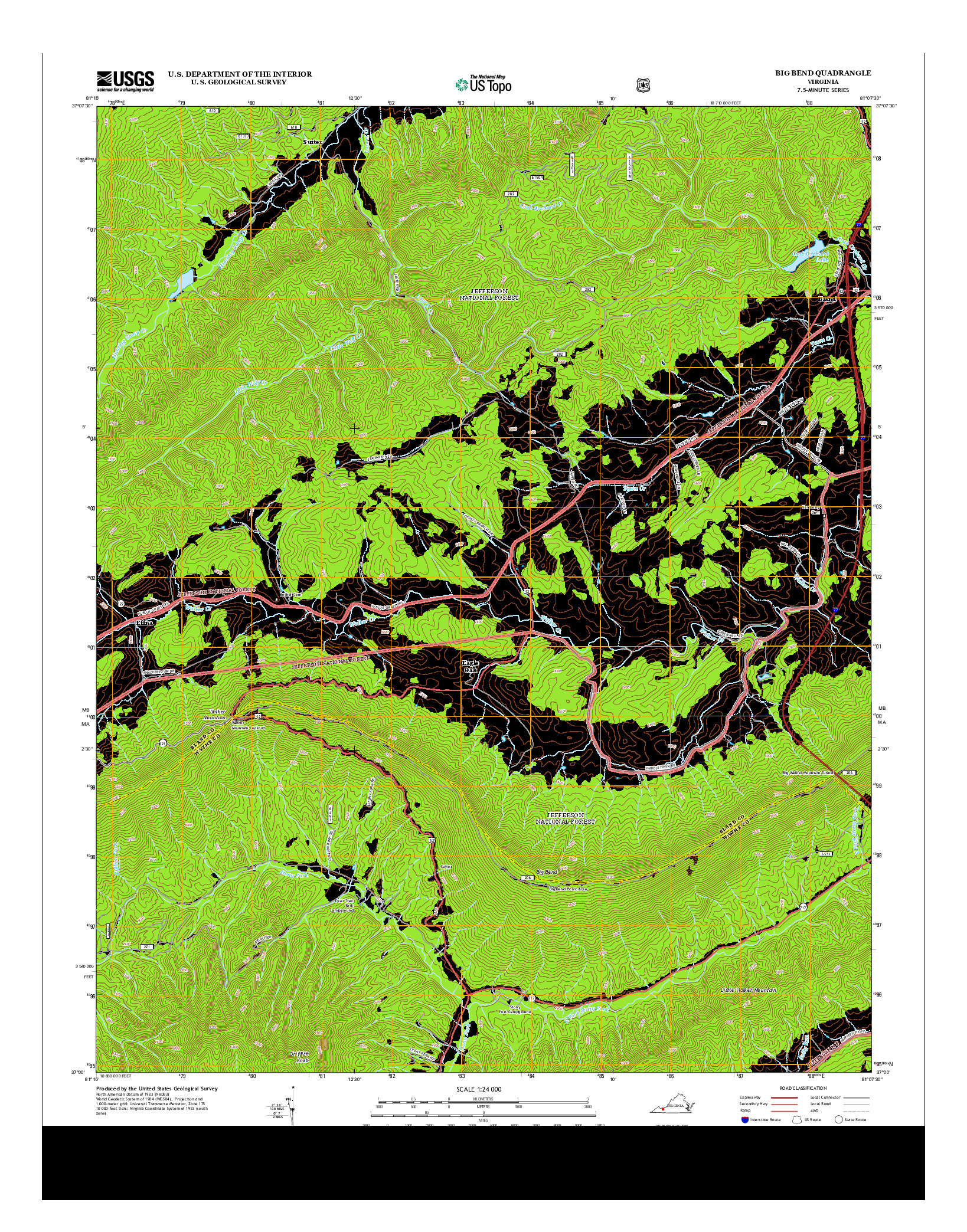 USGS US TOPO 7.5-MINUTE MAP FOR BIG BEND, VA 2013