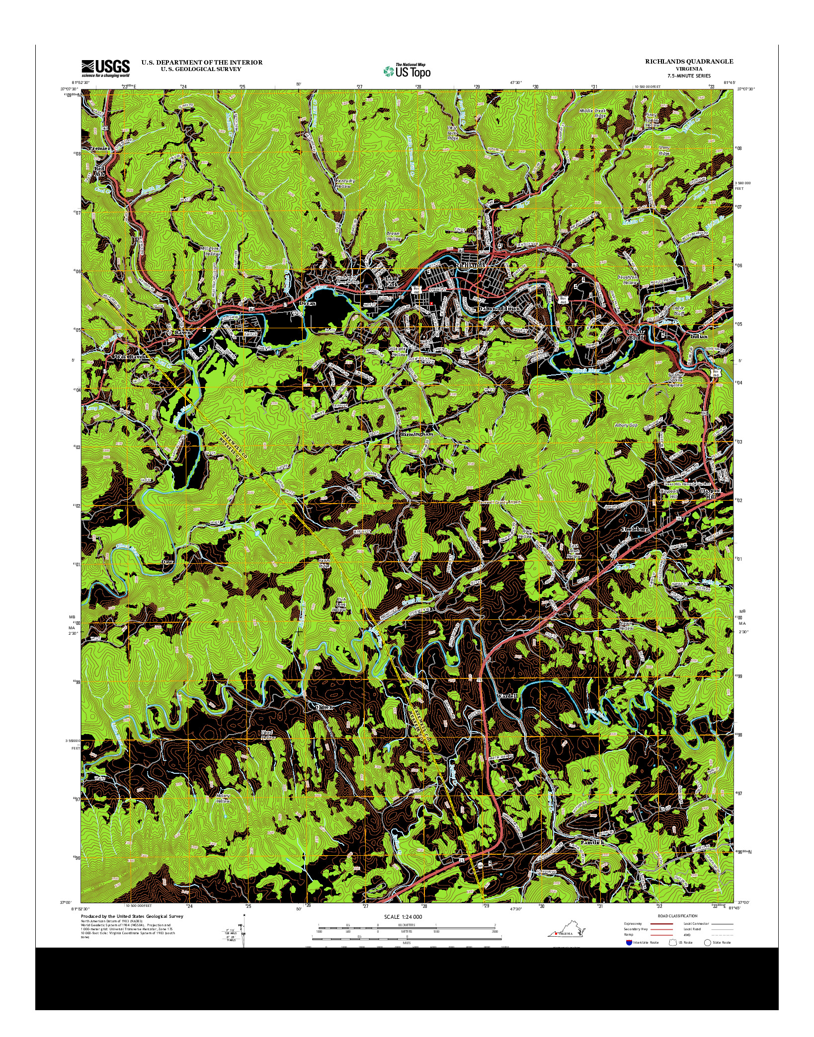 USGS US TOPO 7.5-MINUTE MAP FOR RICHLANDS, VA 2013