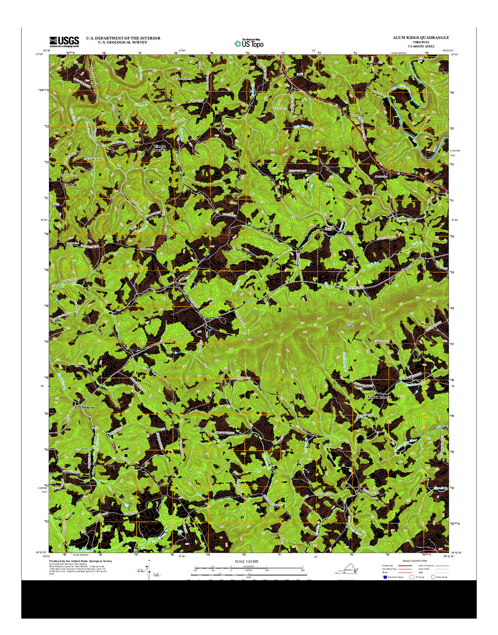 USGS US TOPO 7.5-MINUTE MAP FOR ALUM RIDGE, VA 2013