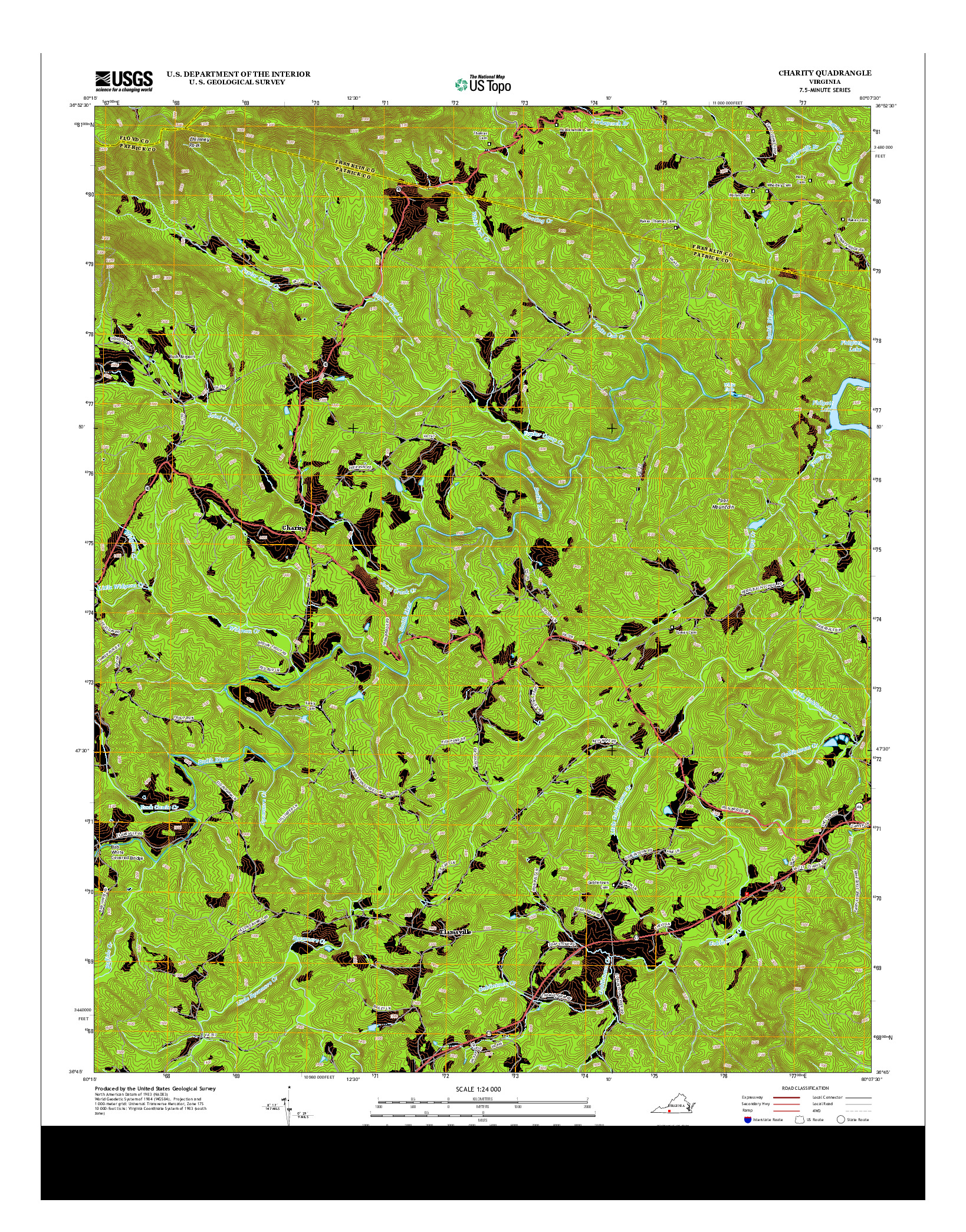 USGS US TOPO 7.5-MINUTE MAP FOR CHARITY, VA 2013