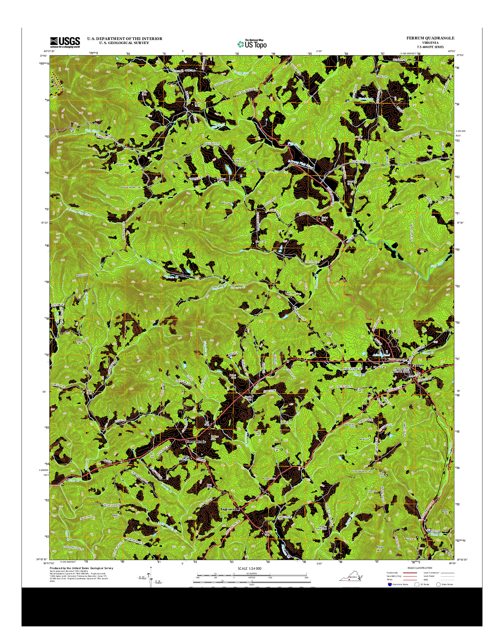 USGS US TOPO 7.5-MINUTE MAP FOR FERRUM, VA 2013