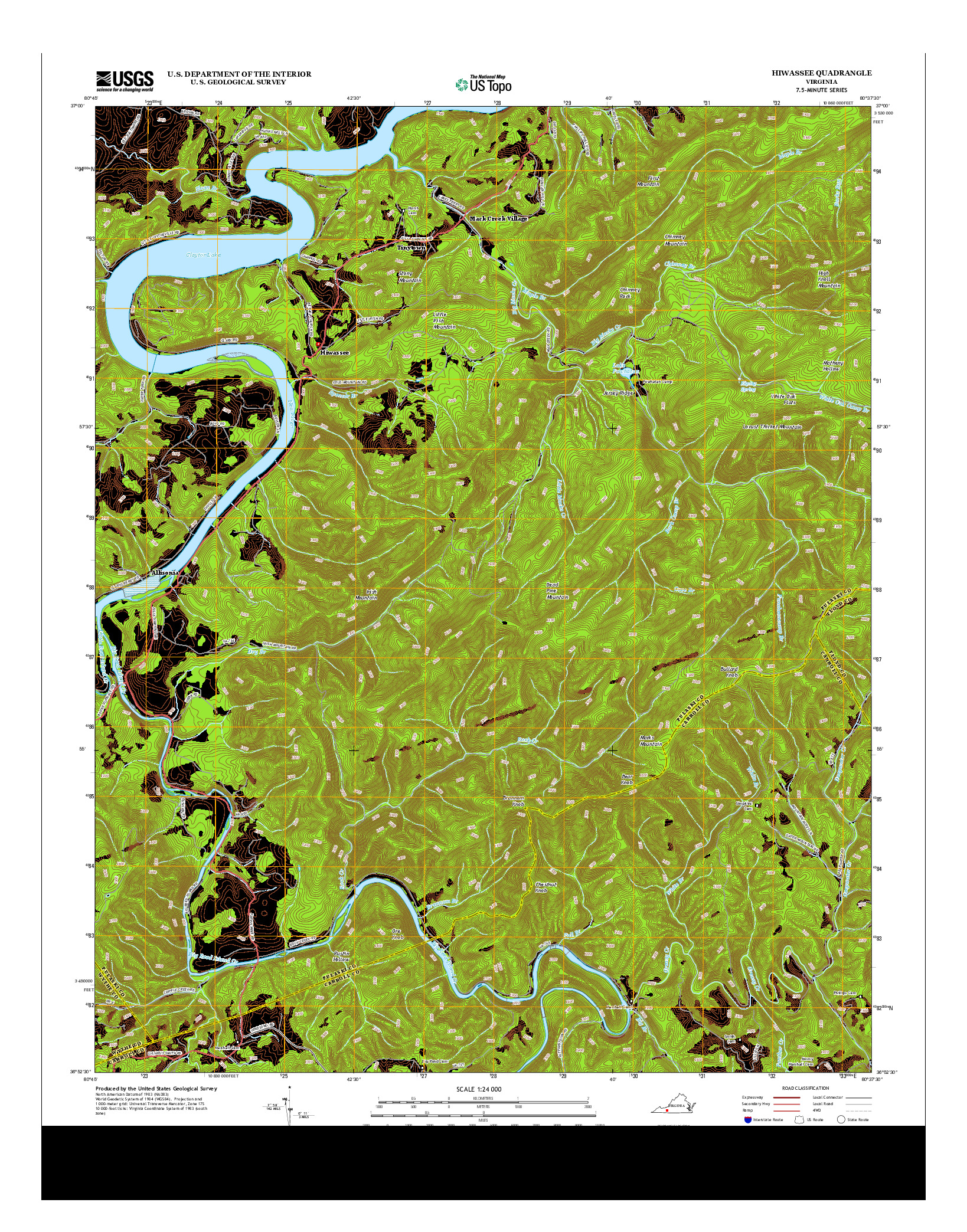 USGS US TOPO 7.5-MINUTE MAP FOR HIWASSEE, VA 2013
