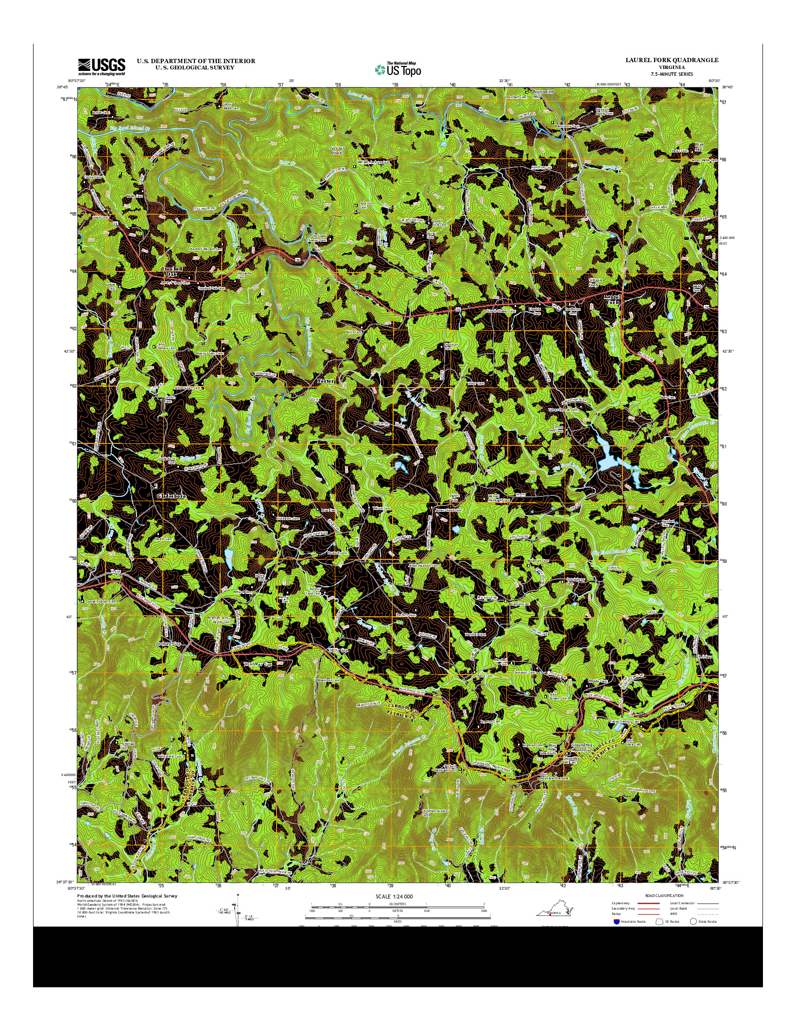 USGS US TOPO 7.5-MINUTE MAP FOR LAUREL FORK, VA 2013