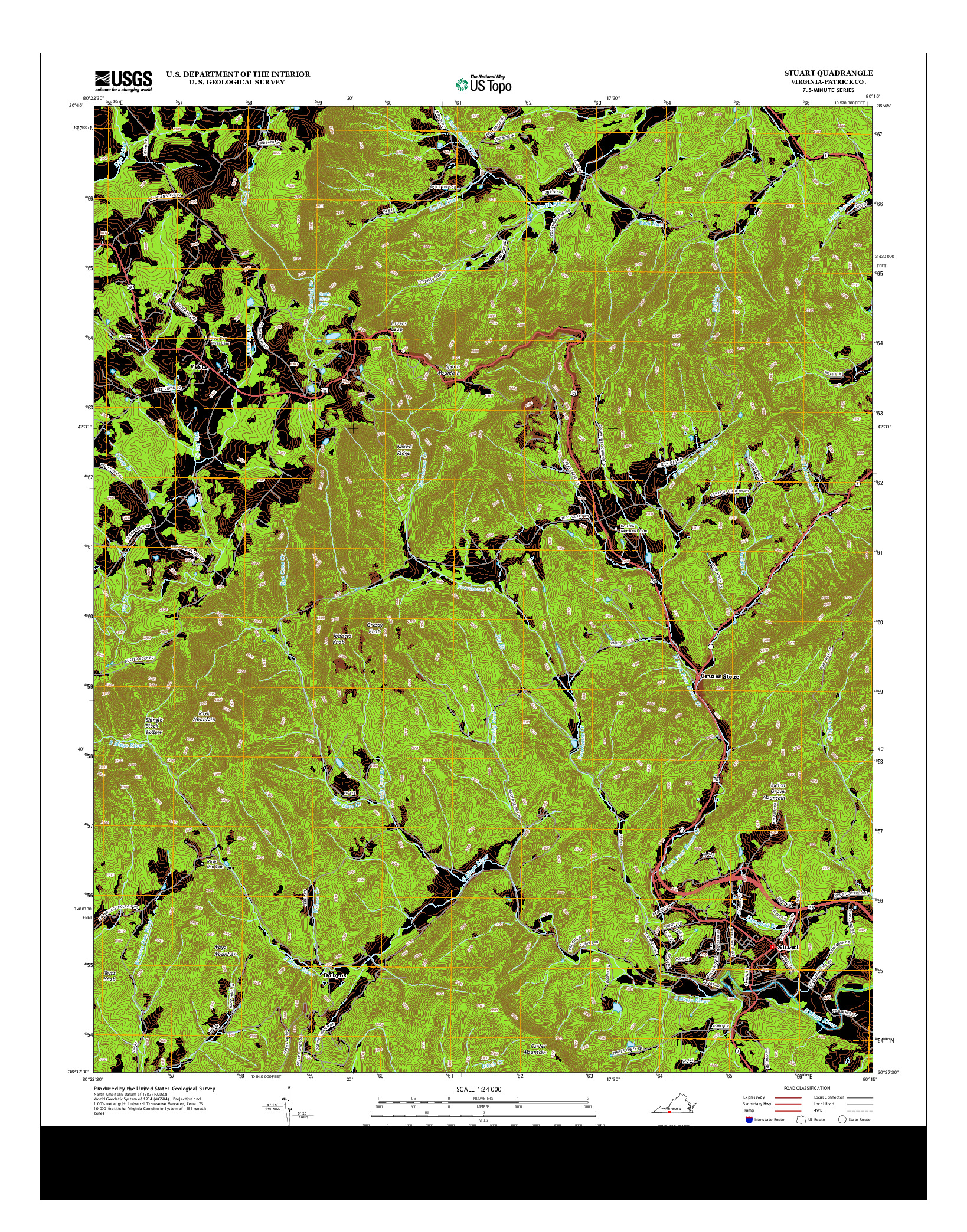 USGS US TOPO 7.5-MINUTE MAP FOR STUART, VA 2013