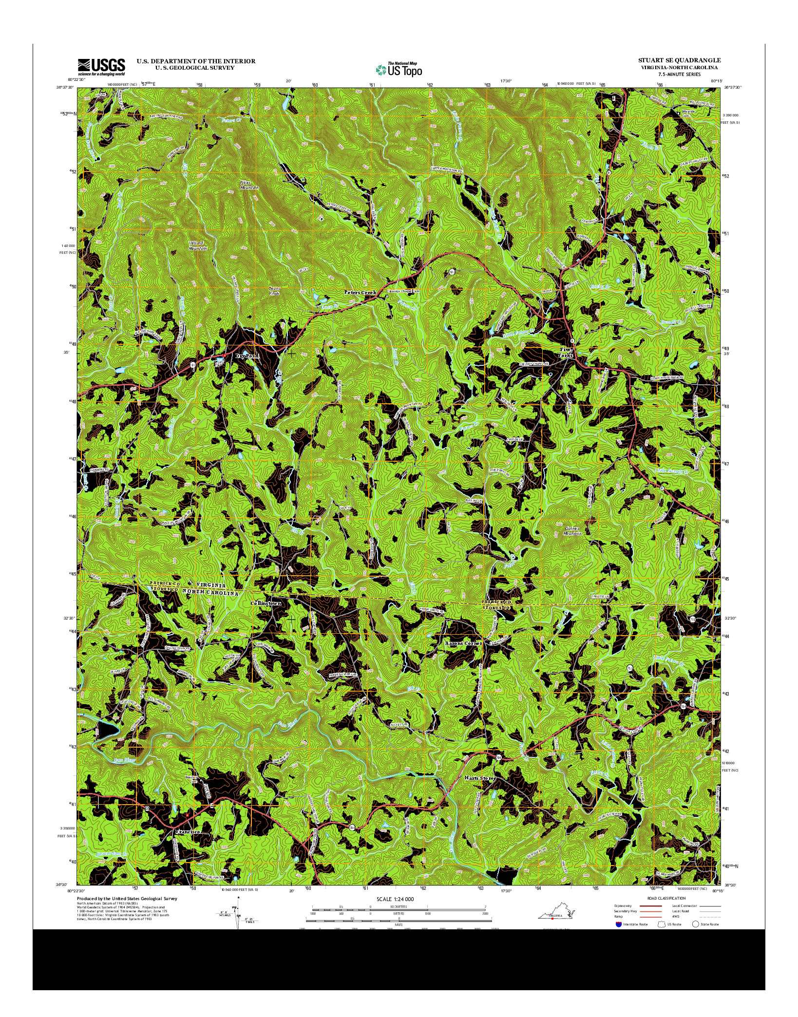 USGS US TOPO 7.5-MINUTE MAP FOR STUART SE, VA-NC 2013