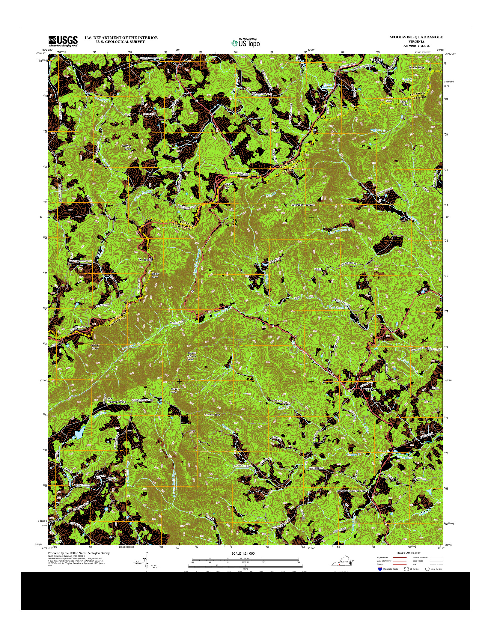 USGS US TOPO 7.5-MINUTE MAP FOR WOOLWINE, VA 2013