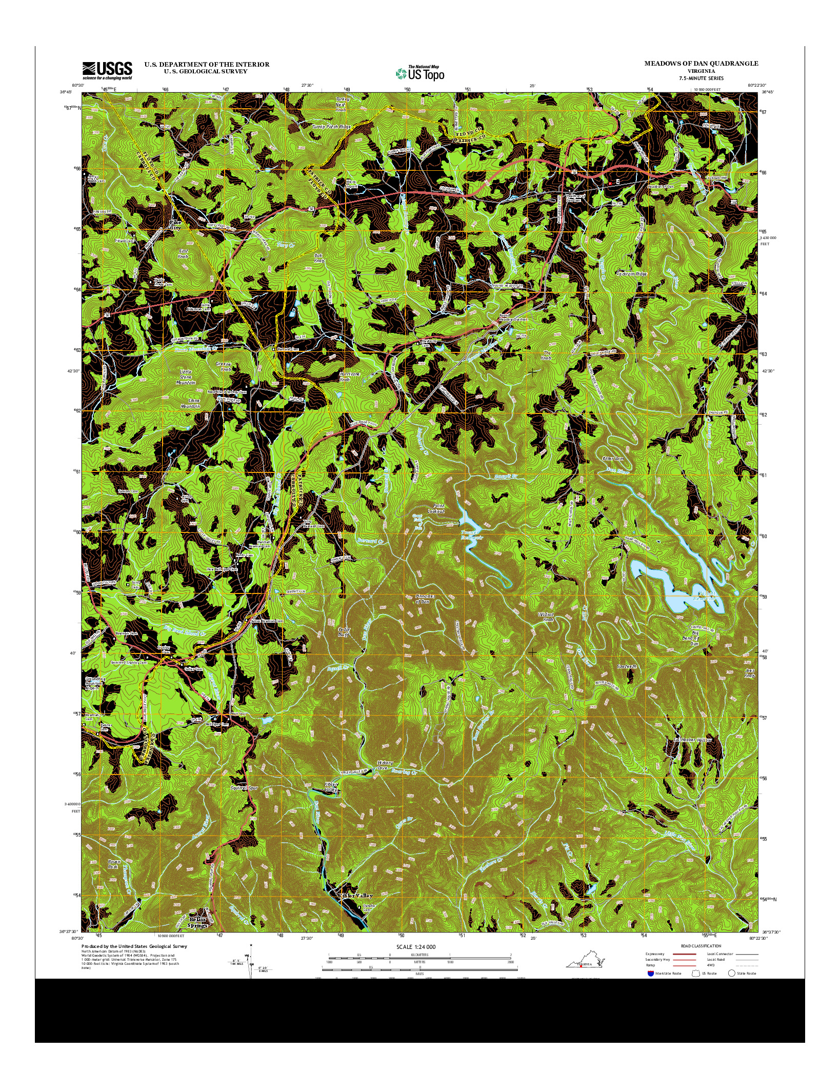 USGS US TOPO 7.5-MINUTE MAP FOR MEADOWS OF DAN, VA 2013