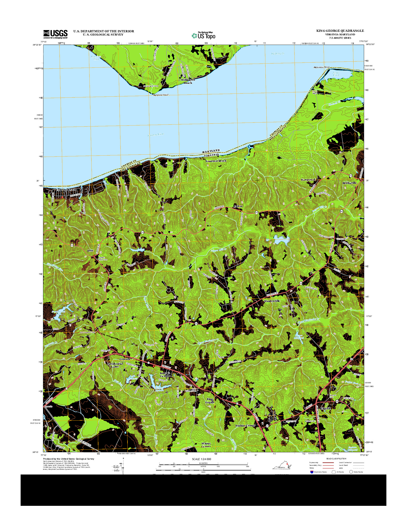 USGS US TOPO 7.5-MINUTE MAP FOR KING GEORGE, VA-MD 2013