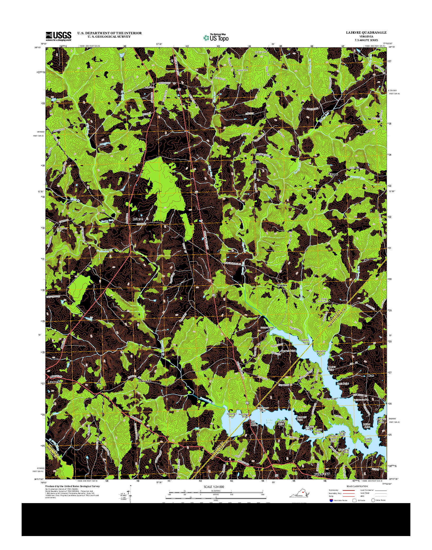 USGS US TOPO 7.5-MINUTE MAP FOR LAHORE, VA 2013