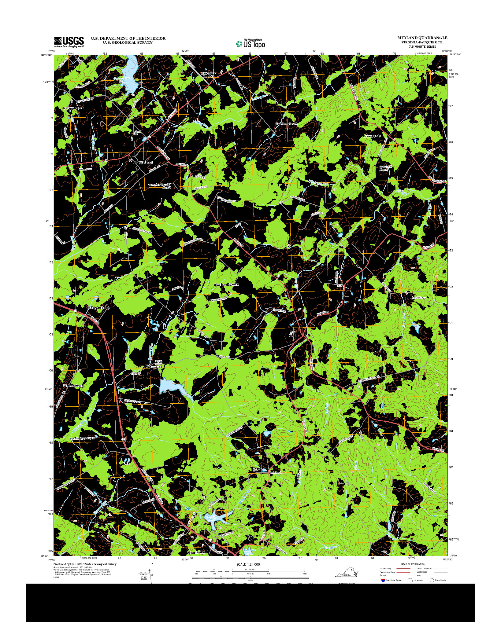 USGS US TOPO 7.5-MINUTE MAP FOR MIDLAND, VA 2013