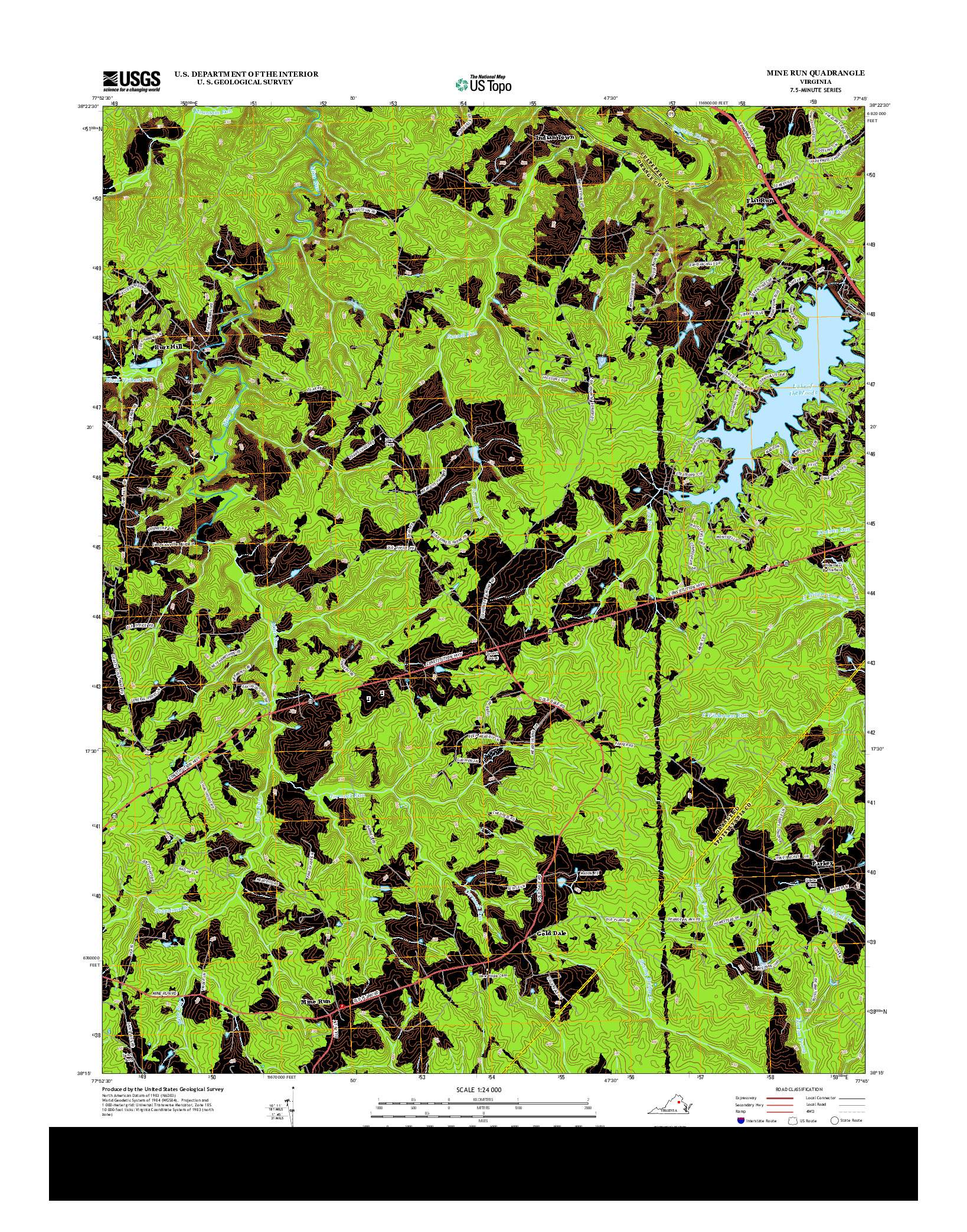 USGS US TOPO 7.5-MINUTE MAP FOR MINE RUN, VA 2013