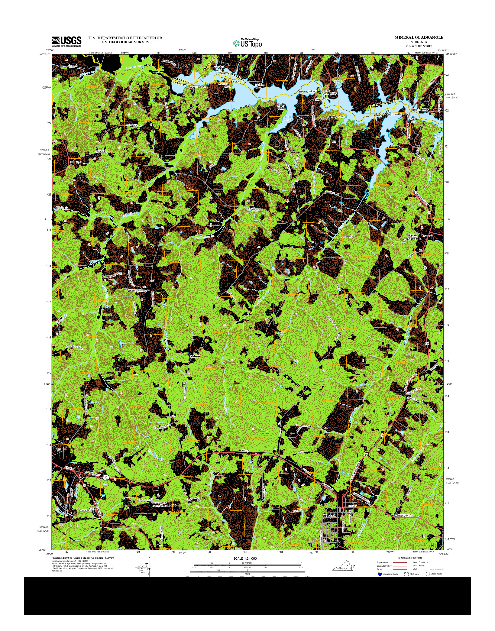 USGS US TOPO 7.5-MINUTE MAP FOR MINERAL, VA 2013