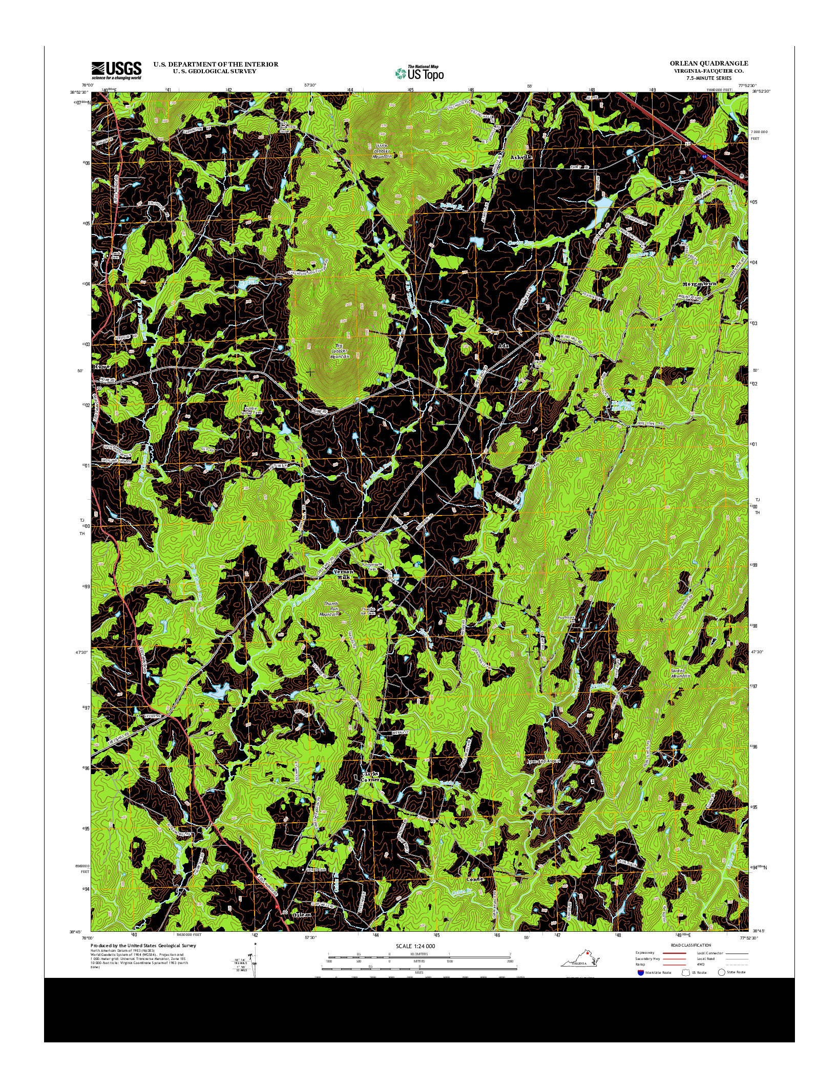 USGS US TOPO 7.5-MINUTE MAP FOR ORLEAN, VA 2013