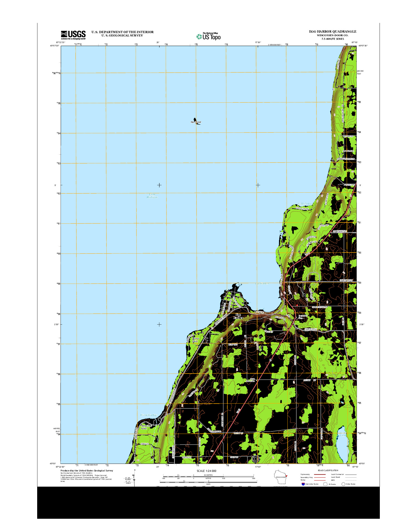 USGS US TOPO 7.5-MINUTE MAP FOR EGG HARBOR, WI 2013