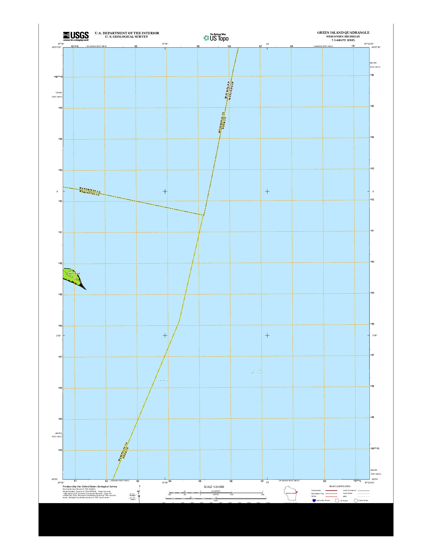 USGS US TOPO 7.5-MINUTE MAP FOR GREEN ISLAND, WI-MI 2013