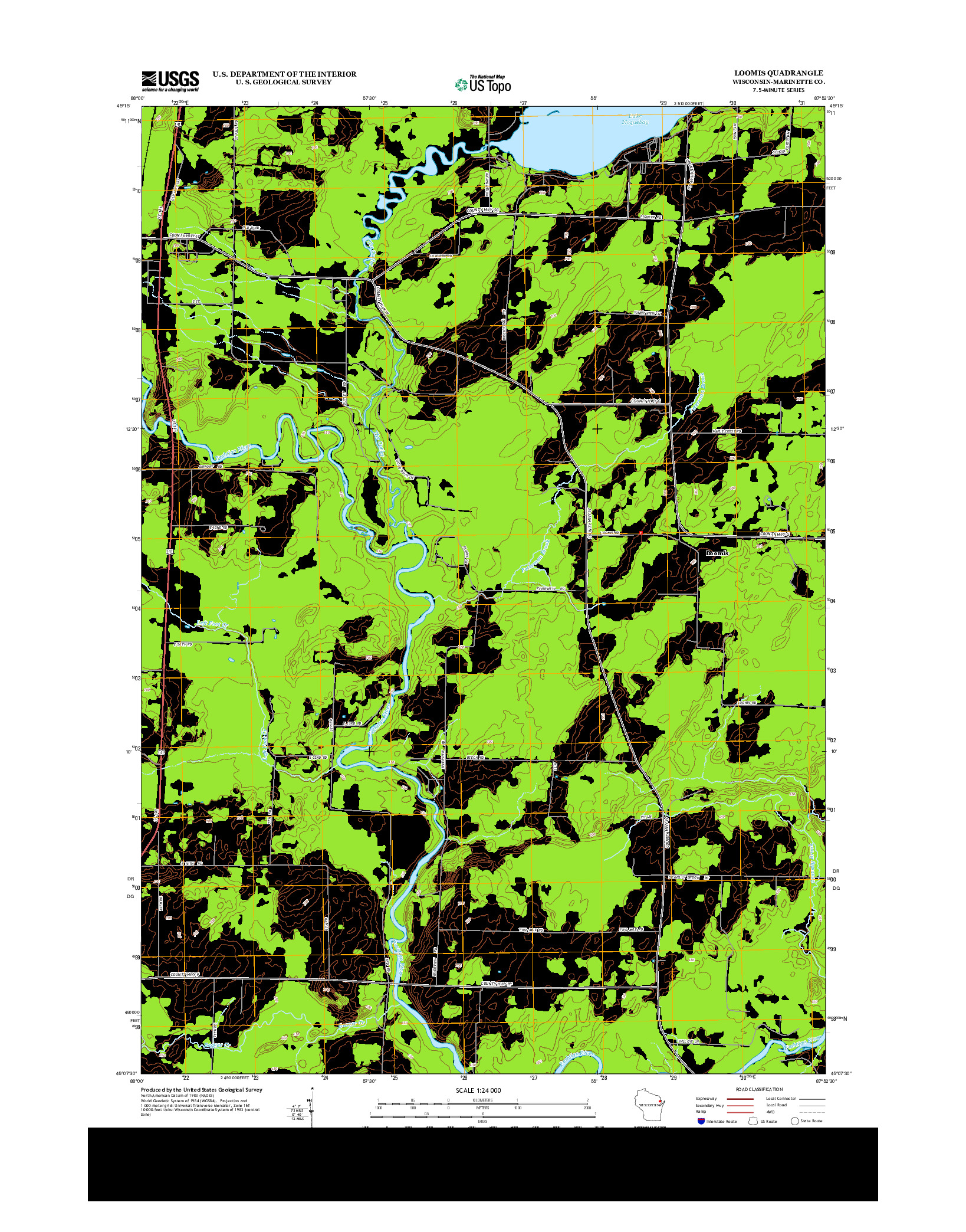 USGS US TOPO 7.5-MINUTE MAP FOR LOOMIS, WI 2013