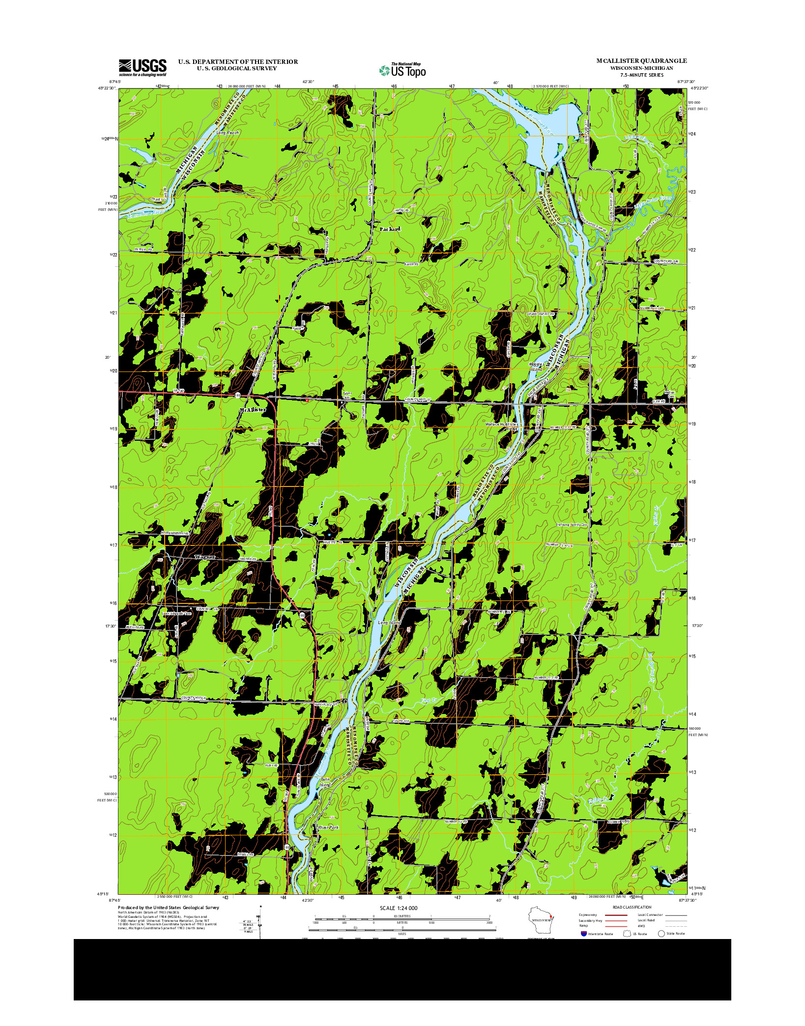 USGS US TOPO 7.5-MINUTE MAP FOR MCALLISTER, WI-MI 2013