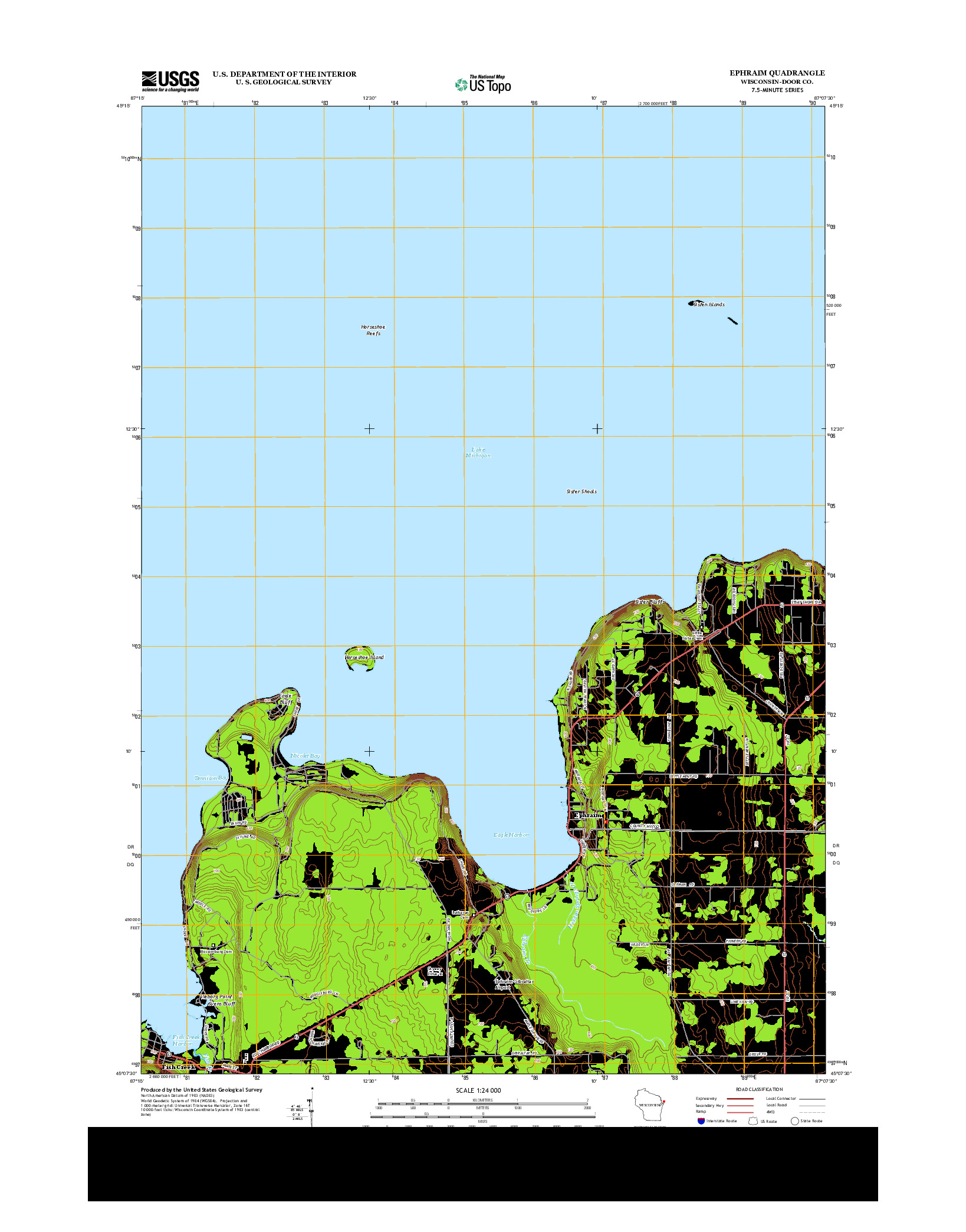 USGS US TOPO 7.5-MINUTE MAP FOR EPHRAIM, WI 2013