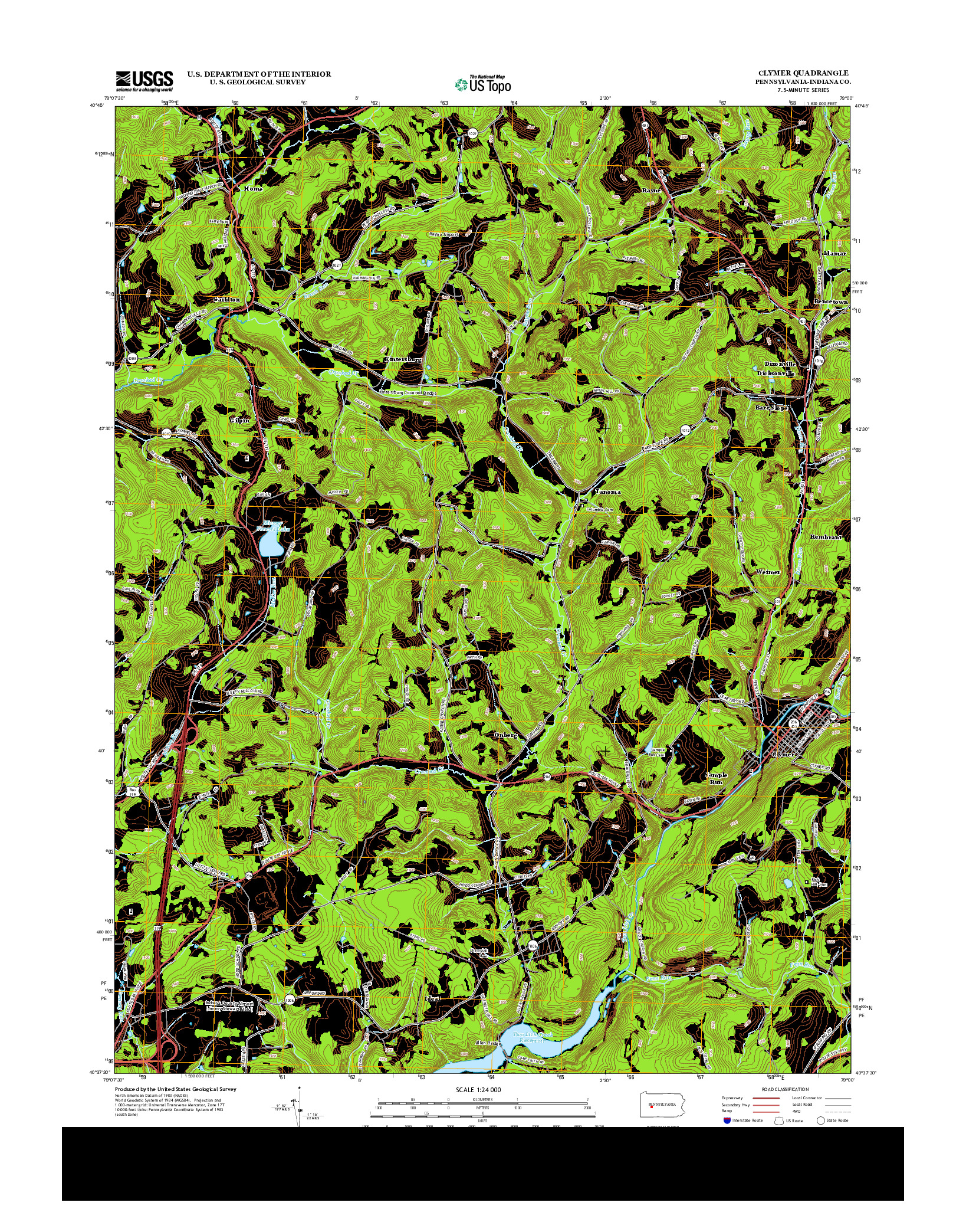 USGS US TOPO 7.5-MINUTE MAP FOR CLYMER, PA 2013
