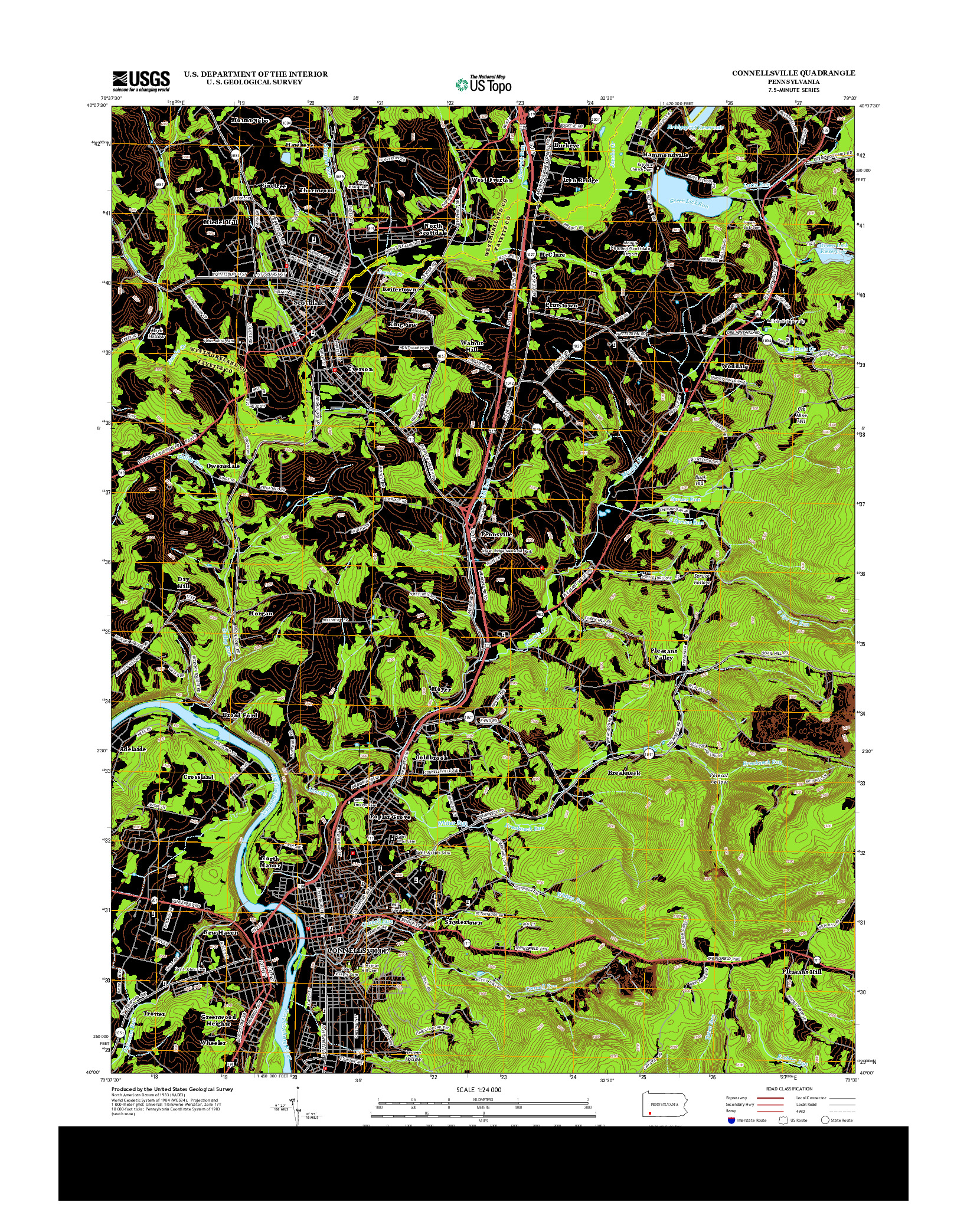 USGS US TOPO 7.5-MINUTE MAP FOR CONNELLSVILLE, PA 2013
