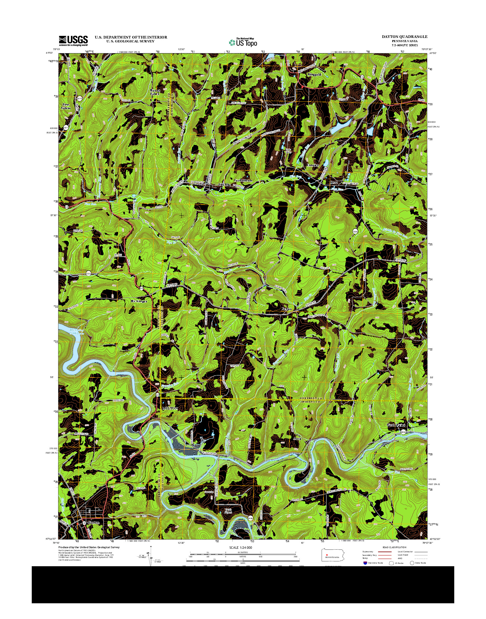 USGS US TOPO 7.5-MINUTE MAP FOR DAYTON, PA 2013