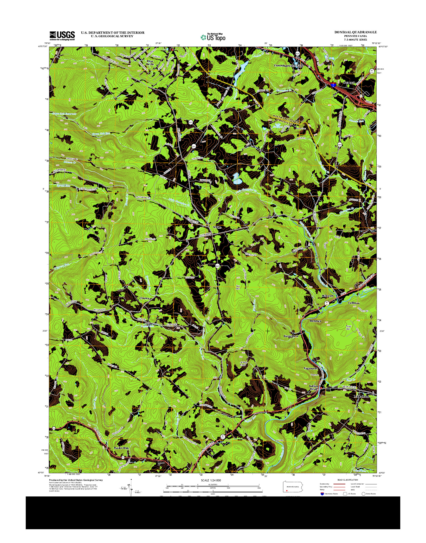 USGS US TOPO 7.5-MINUTE MAP FOR DONEGAL, PA 2013