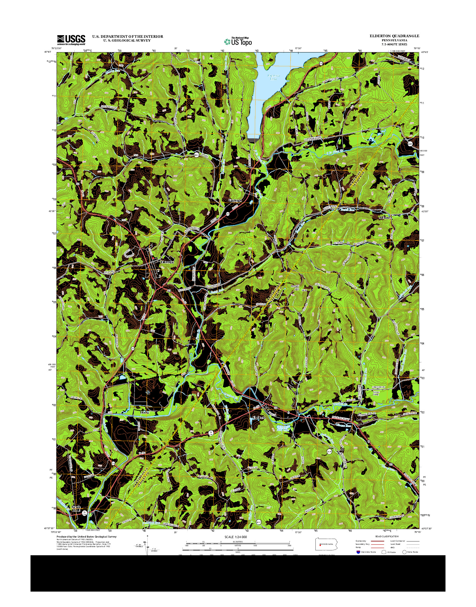 USGS US TOPO 7.5-MINUTE MAP FOR ELDERTON, PA 2013