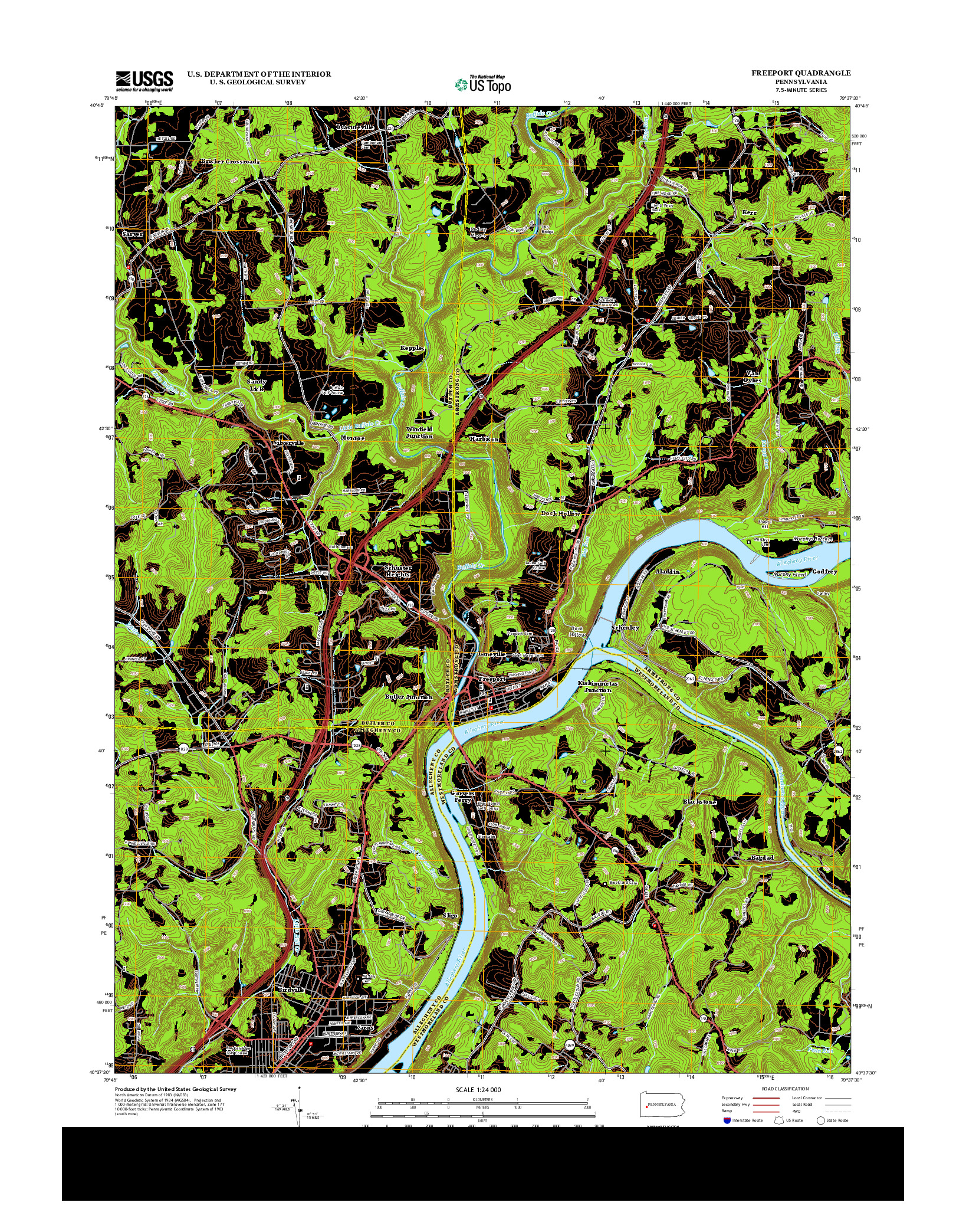 USGS US TOPO 7.5-MINUTE MAP FOR FREEPORT, PA 2013
