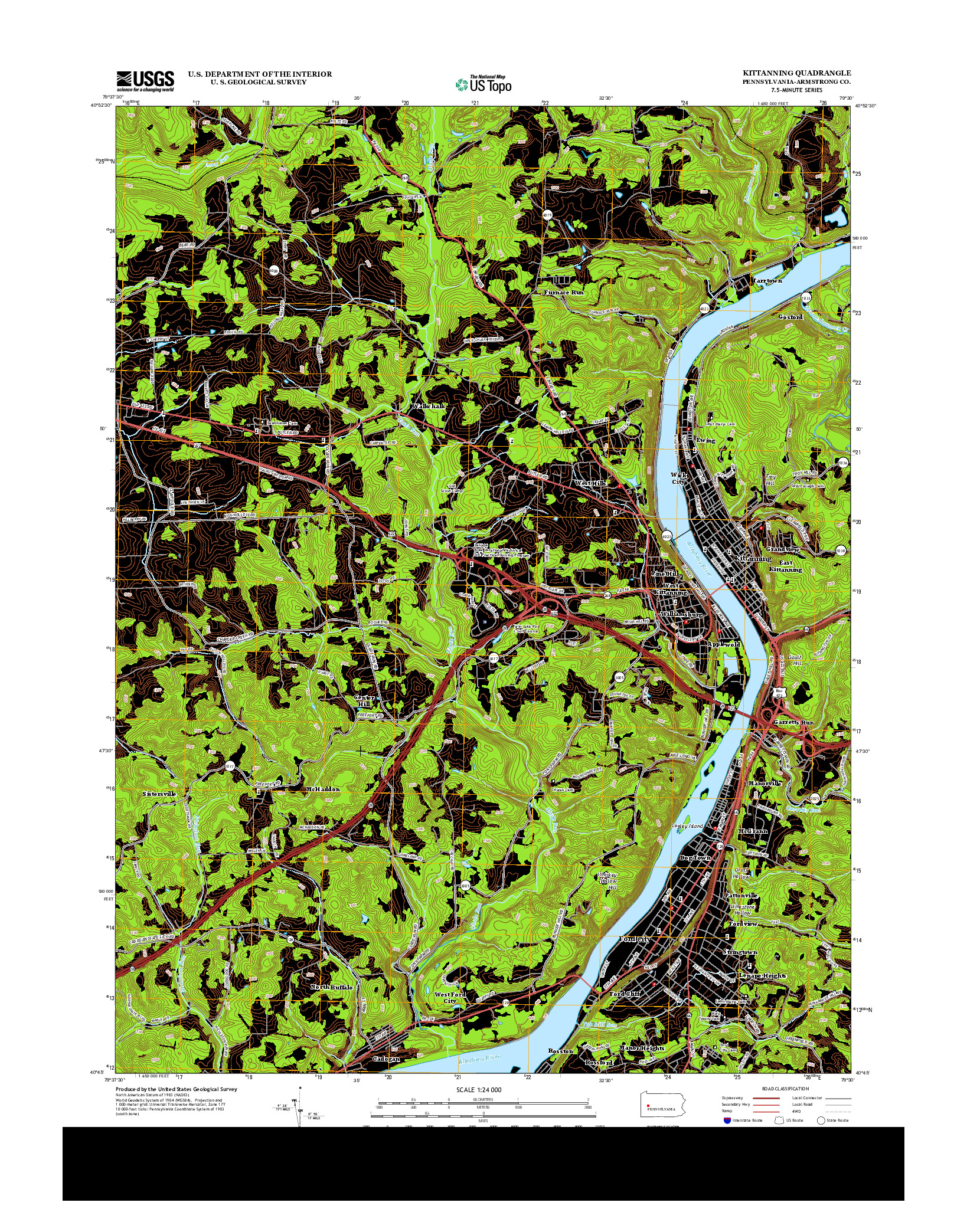 USGS US TOPO 7.5-MINUTE MAP FOR KITTANNING, PA 2013