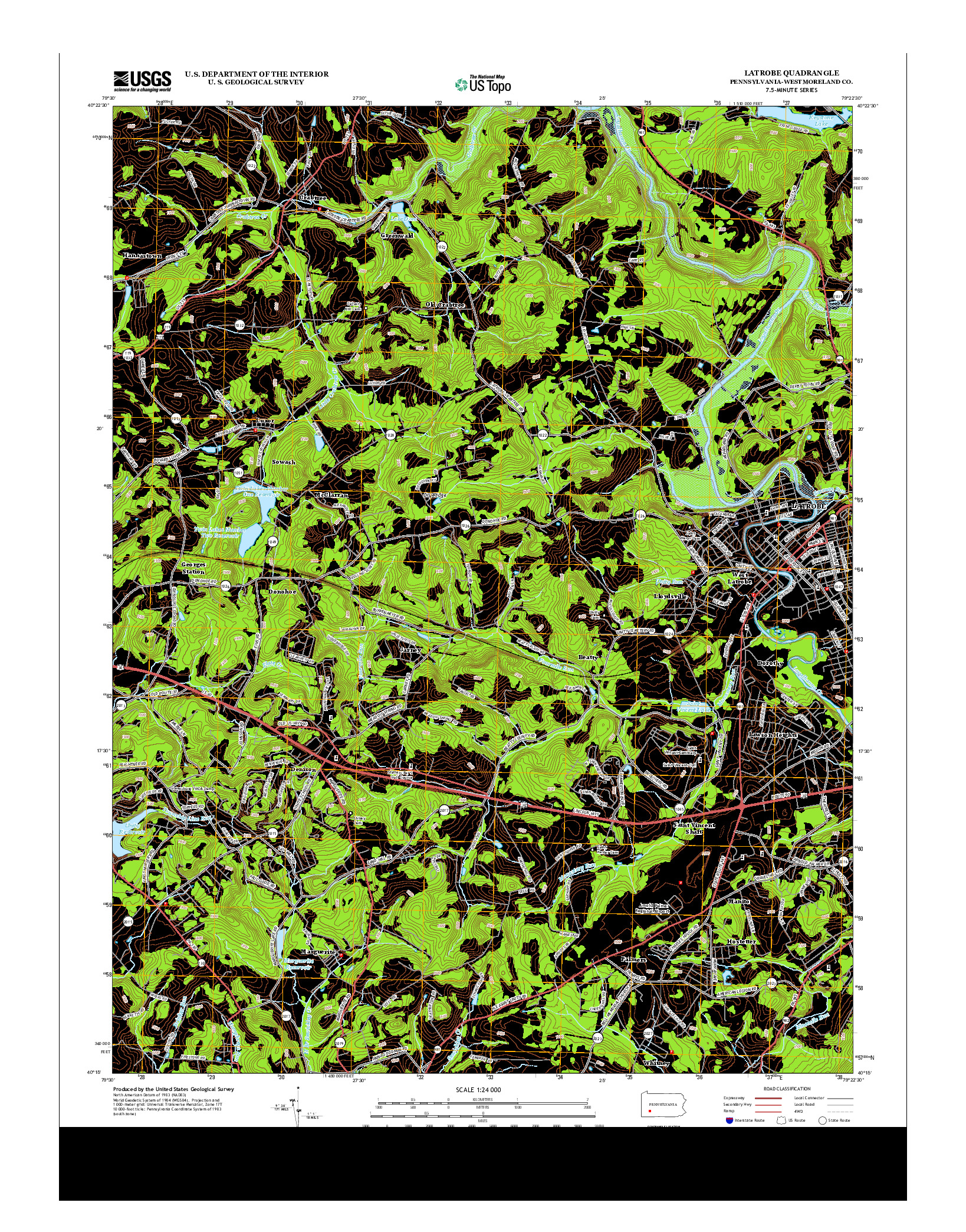 USGS US TOPO 7.5-MINUTE MAP FOR LATROBE, PA 2013