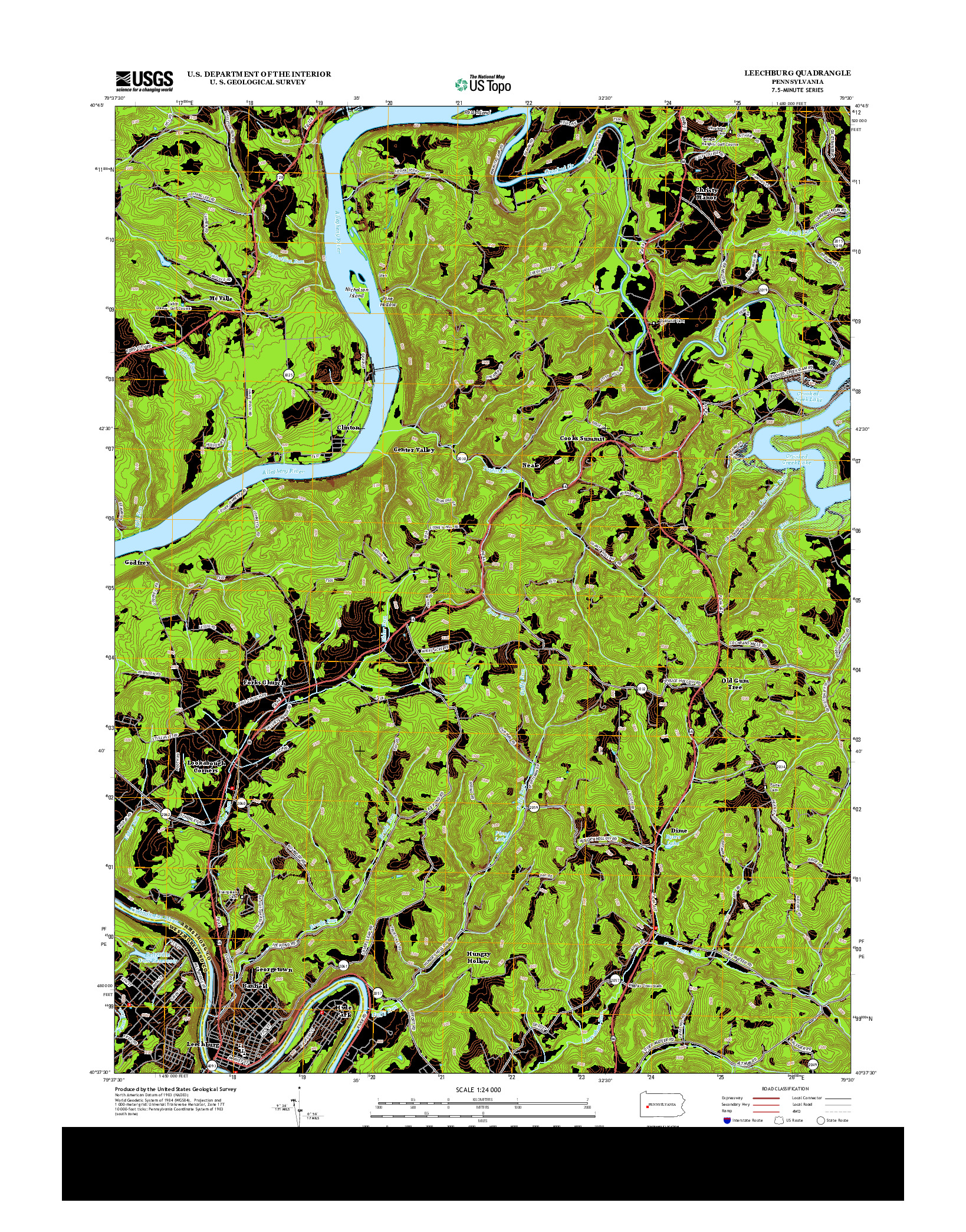 USGS US TOPO 7.5-MINUTE MAP FOR LEECHBURG, PA 2013