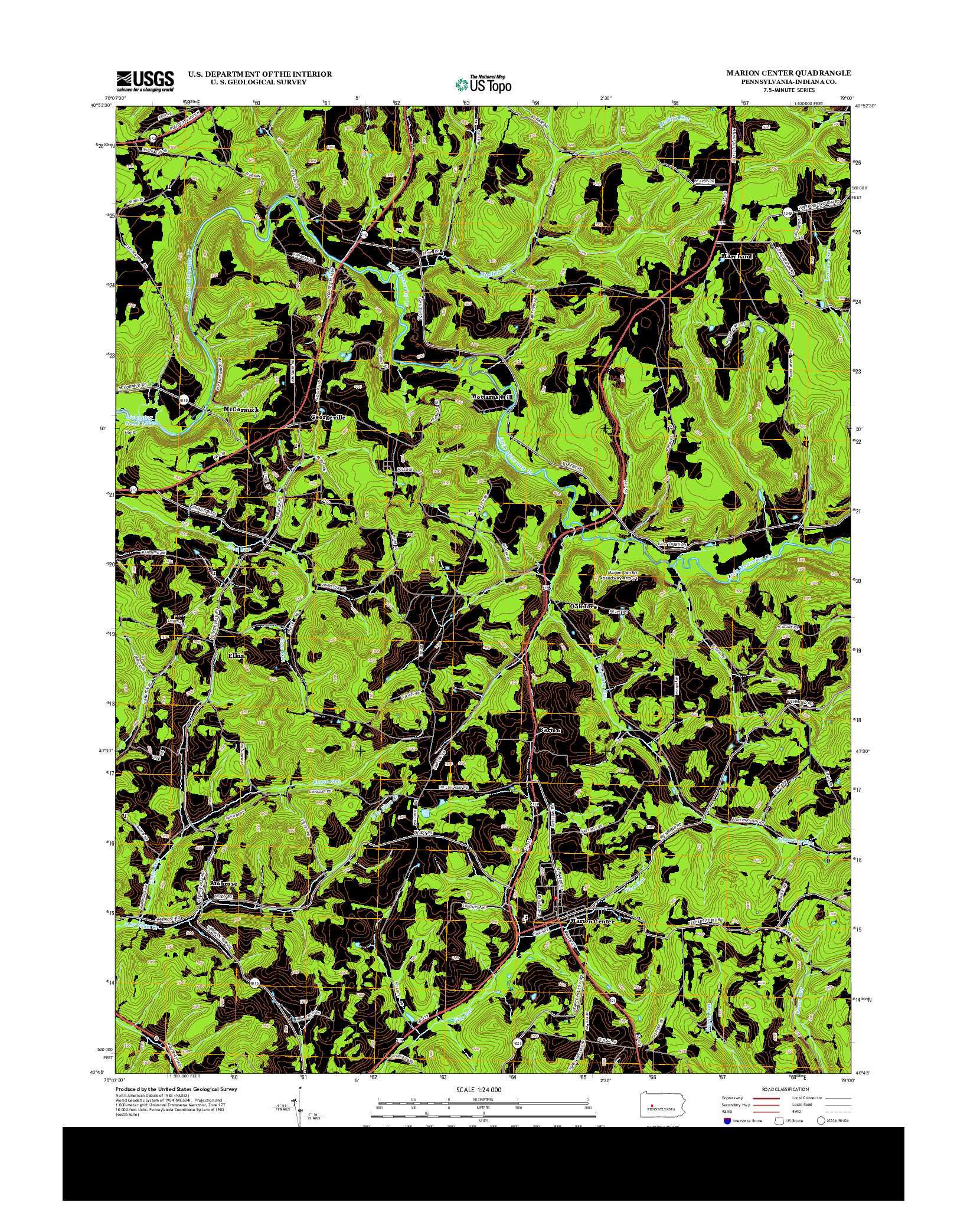 USGS US TOPO 7.5-MINUTE MAP FOR MARION CENTER, PA 2013