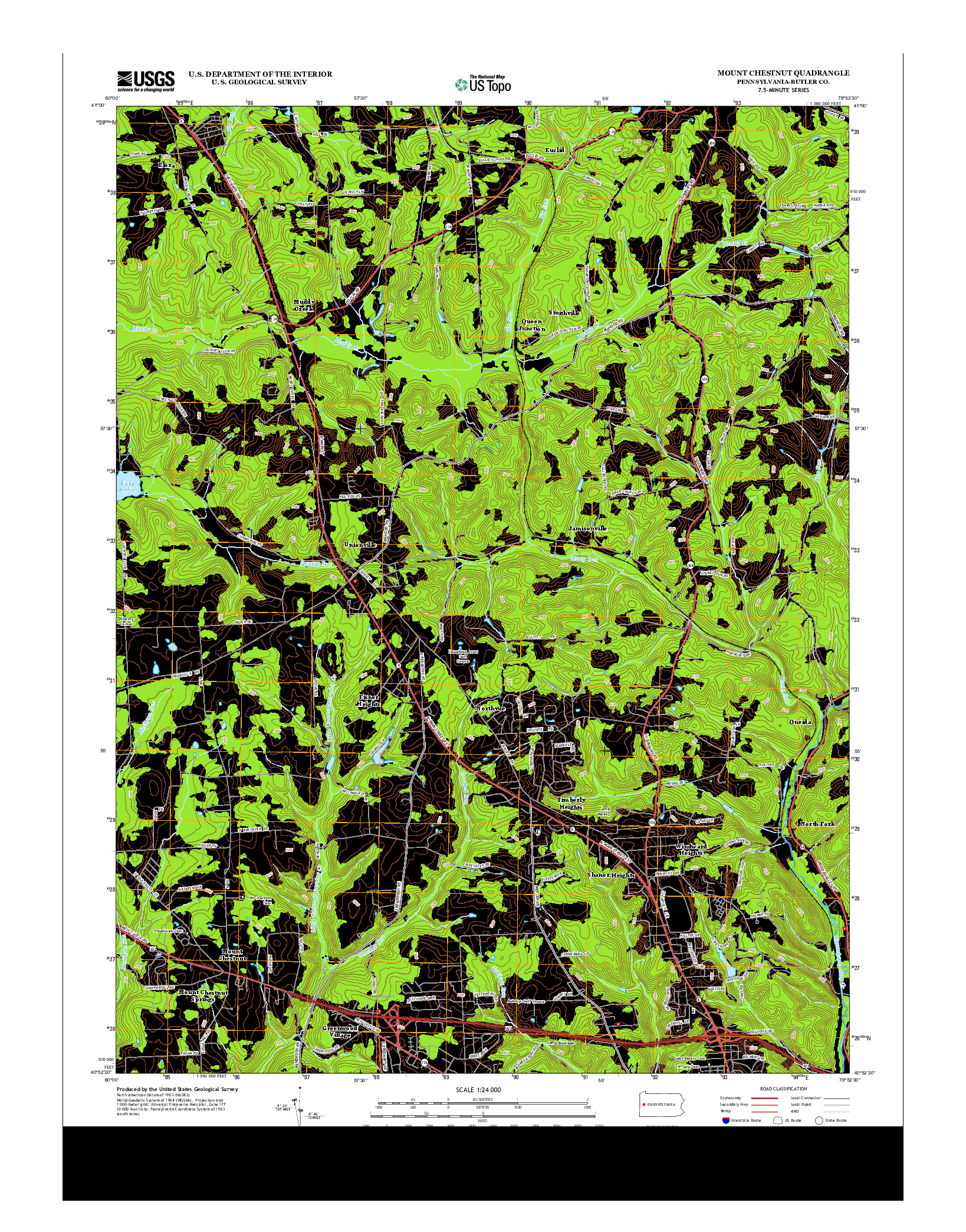 USGS US TOPO 7.5-MINUTE MAP FOR MOUNT CHESTNUT, PA 2013
