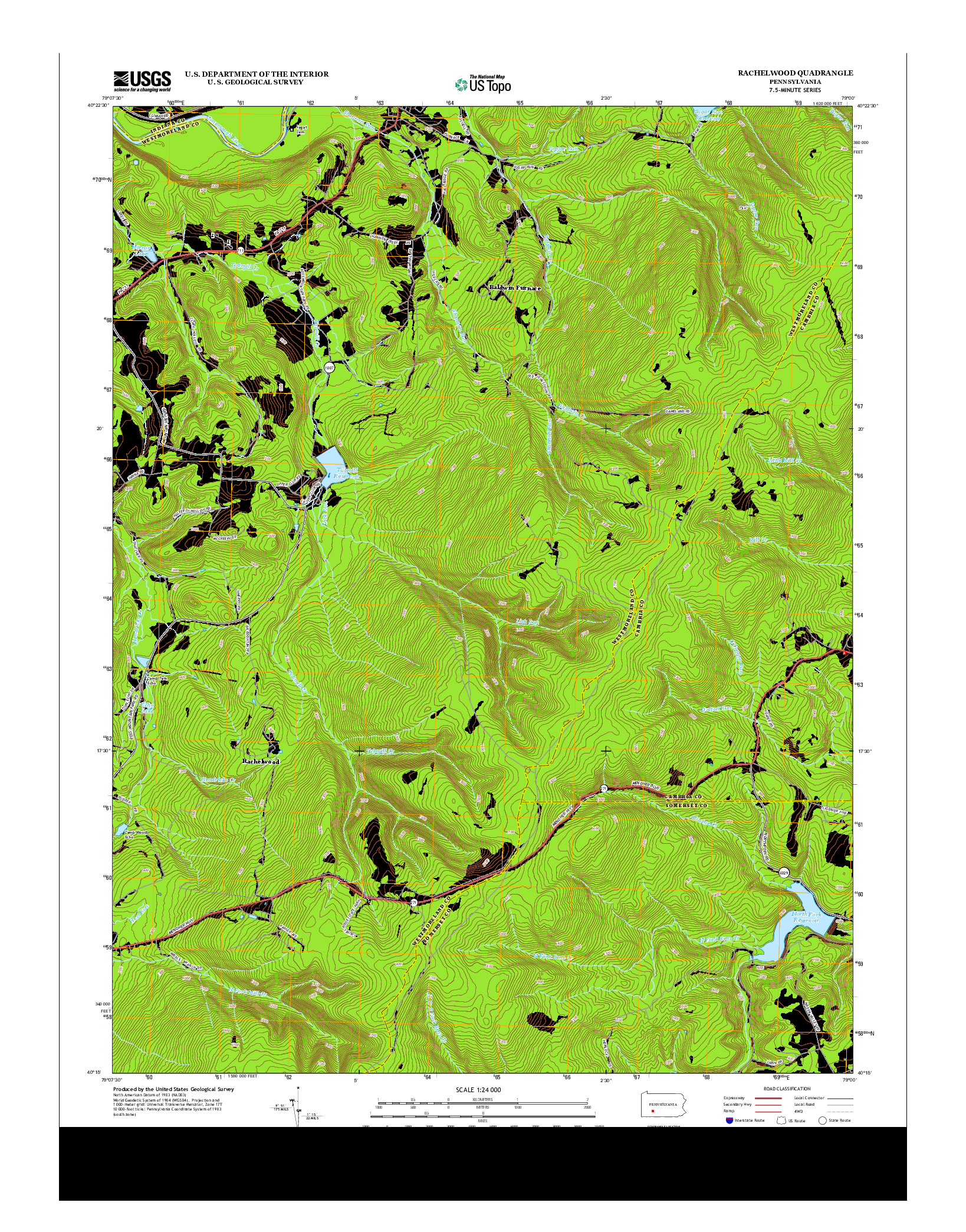 USGS US TOPO 7.5-MINUTE MAP FOR RACHELWOOD, PA 2013